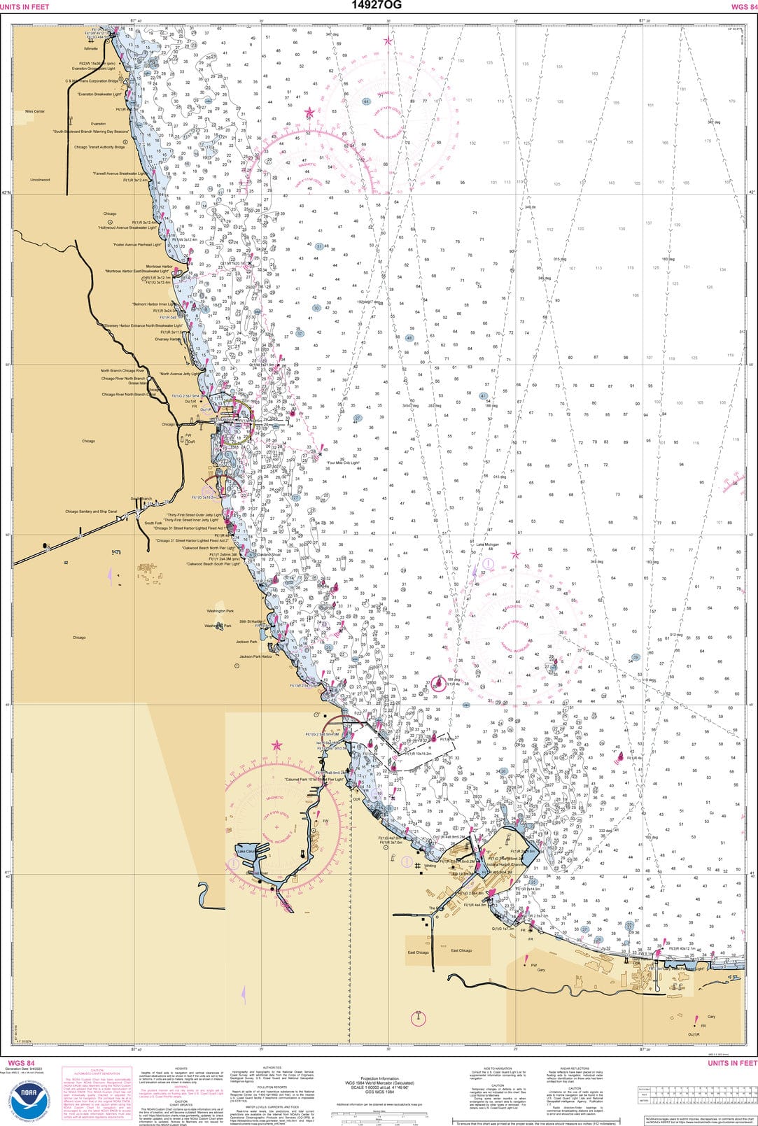 NOAA Nautical Chart 14927: Chicago Lake Front;Gary Harbor
