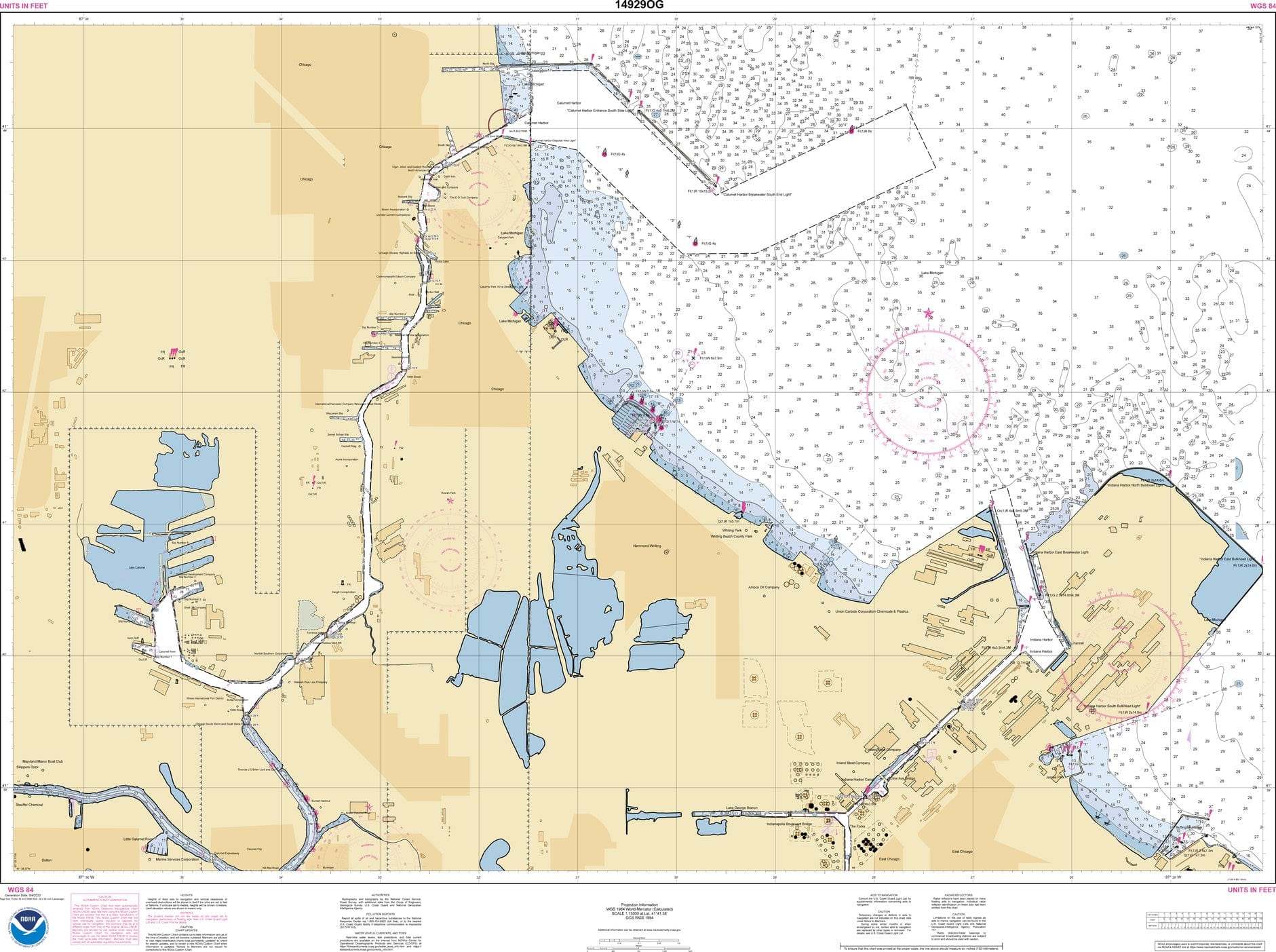 NOAA Nautical Chart 14929: Calumet, Indiana and Buffington Harbors, and Lake Calumet