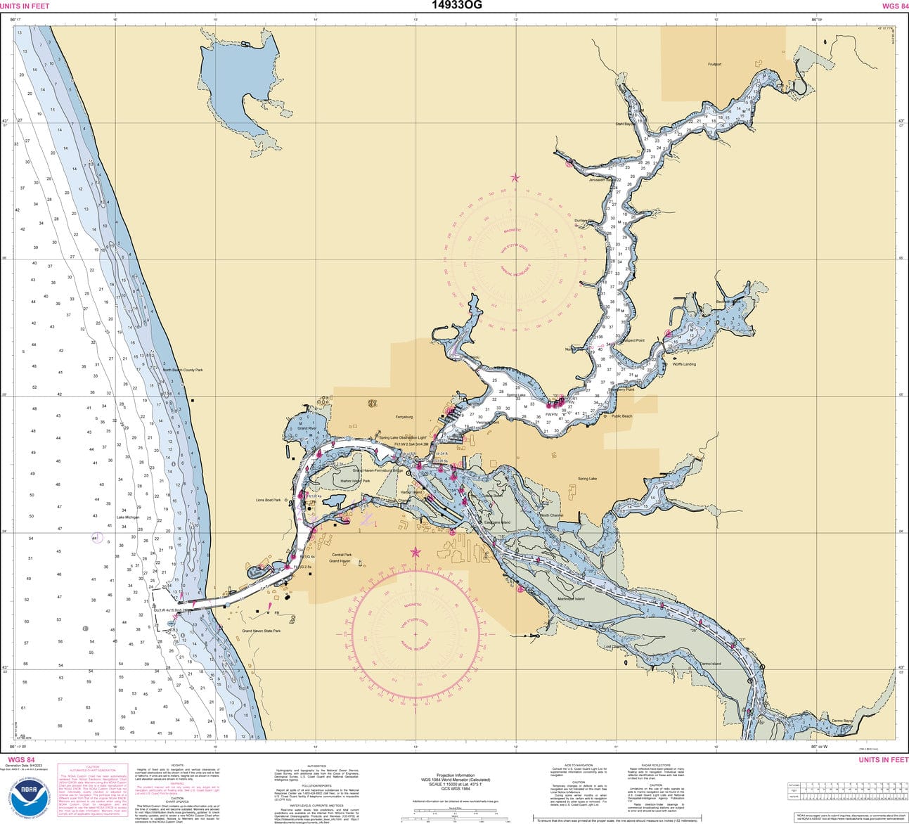 NOAA Nautical Chart 14933: Grand Haven, including Spring Lake and Lower Grand River