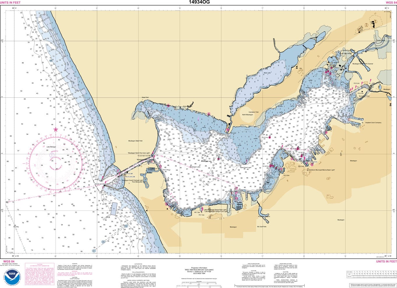 NOAA Nautical Chart 14934: Muskegon Lake and Muskegon Harbor