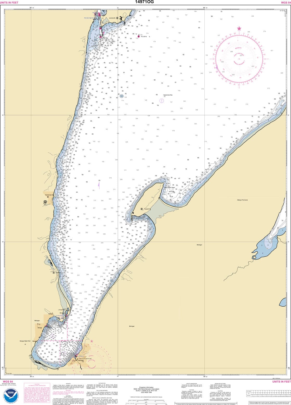 NOAA Nautical Chart 14971: Keweenaw Bay;L'Anse and Baraga Harbors