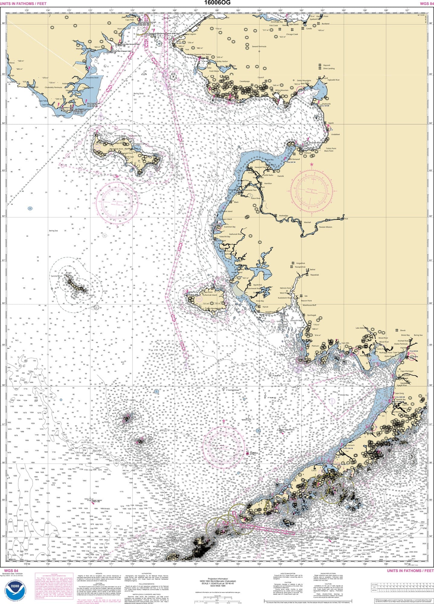 NOAA Nautical Chart 16006: Bering Sea-eastern part; St. Matthew Island, Bering Sea; Cape Etolin, Anchorage, Nunivak Island