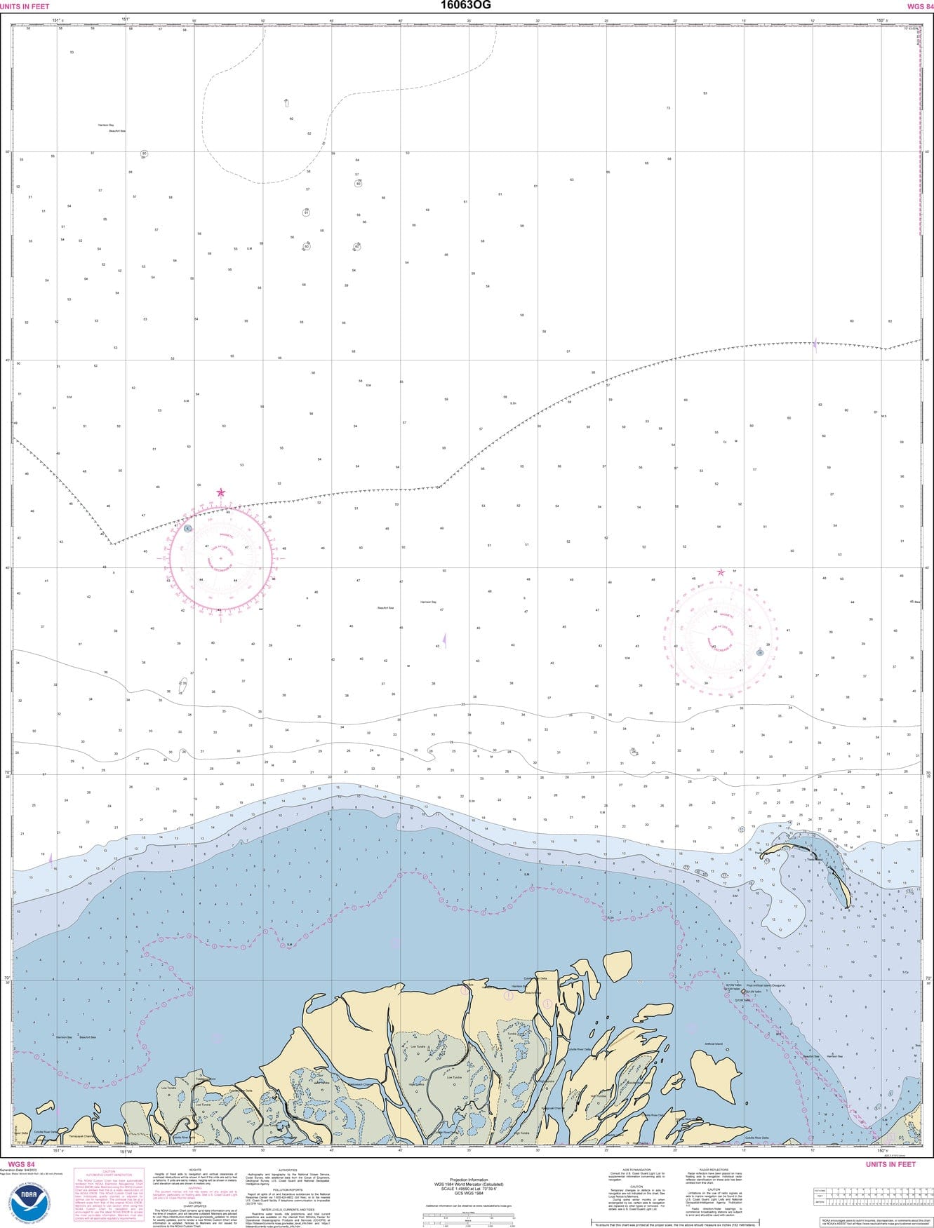 NOAA Nautical Chart 16063: Harrison Bay-eastern part