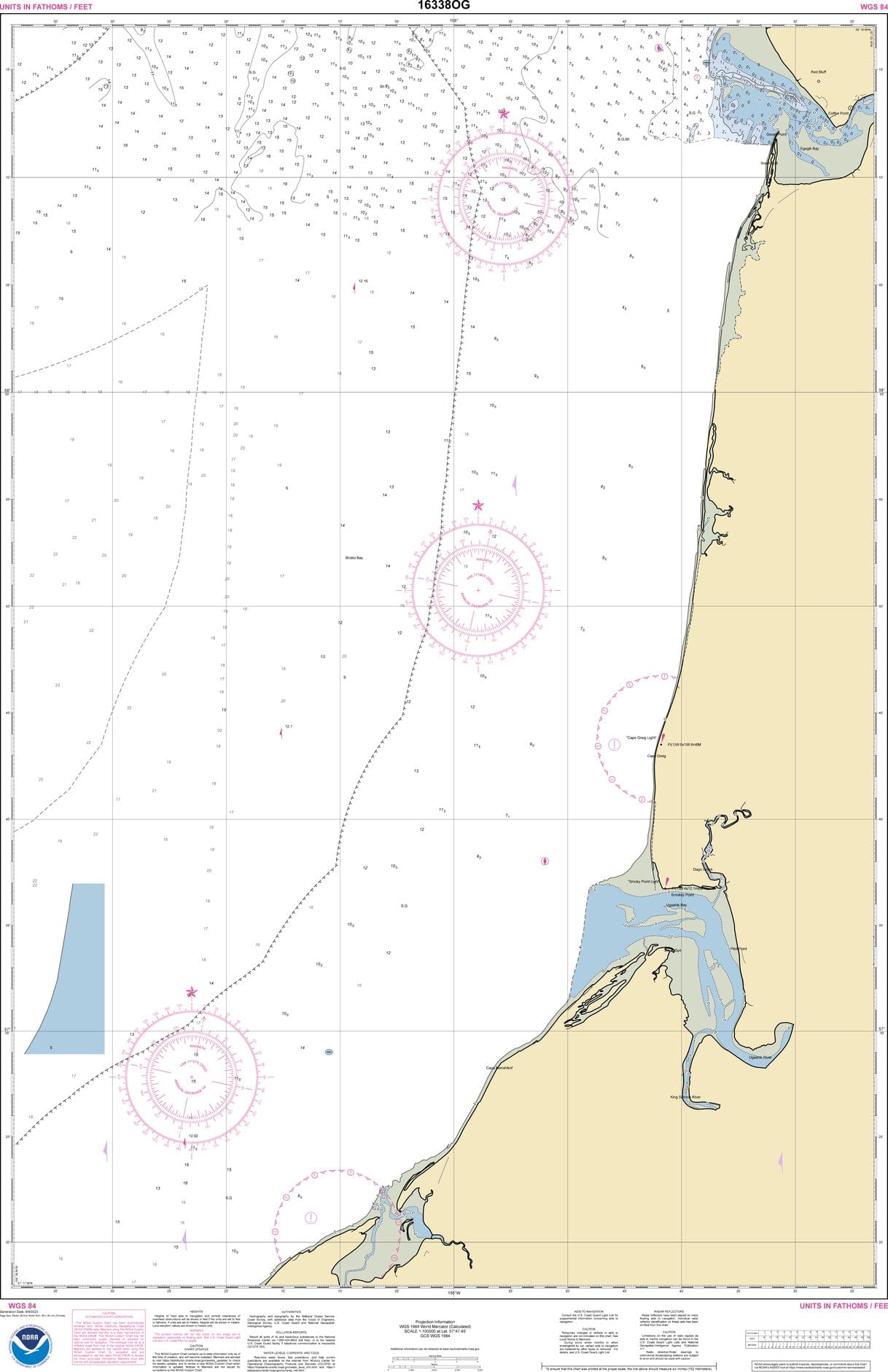 NOAA Nautical Chart 16338: Bristol Bay-Ugashik Bay to Egegik Bay
