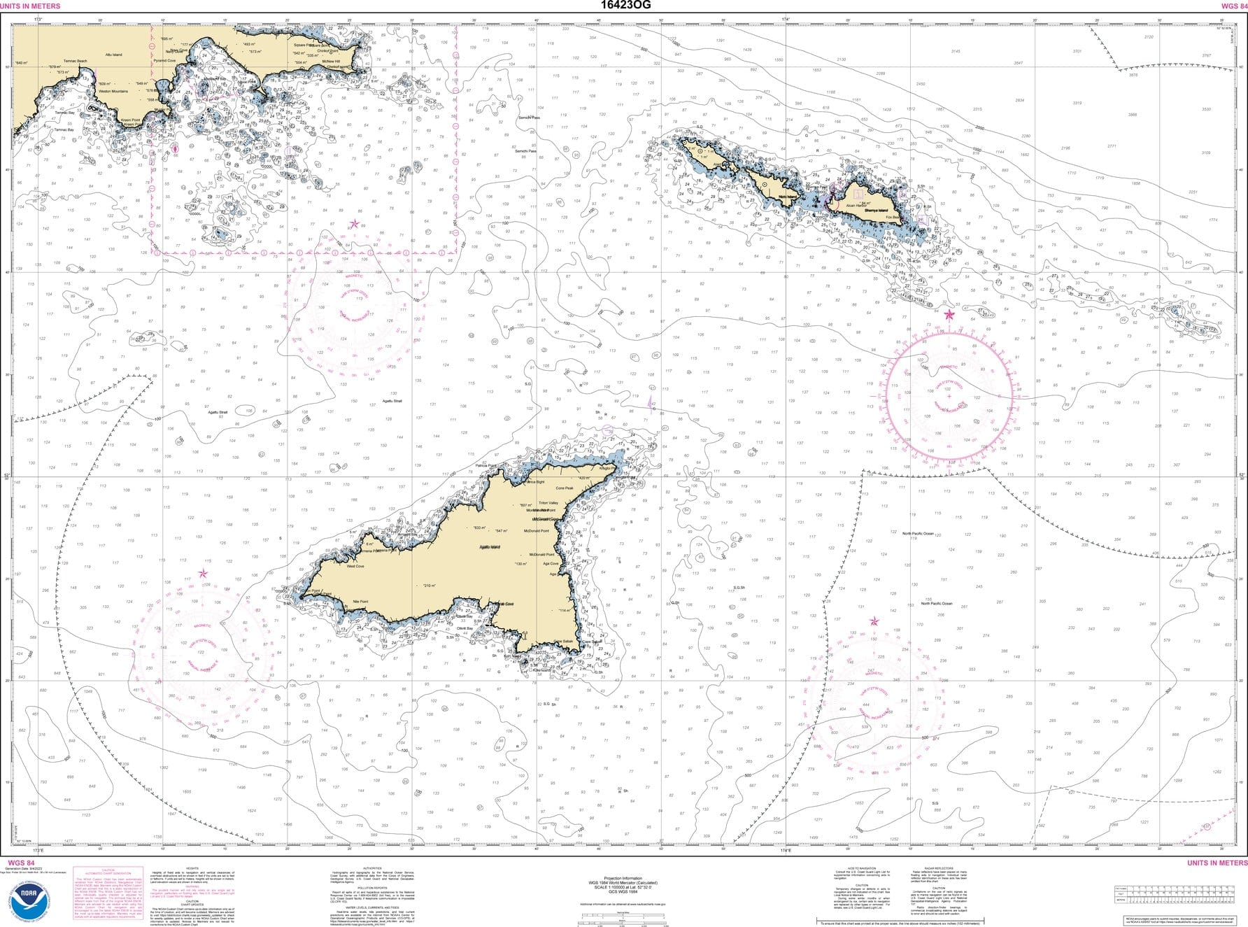 NOAA Nautical Chart 16423: Shemya Island to Attu Island