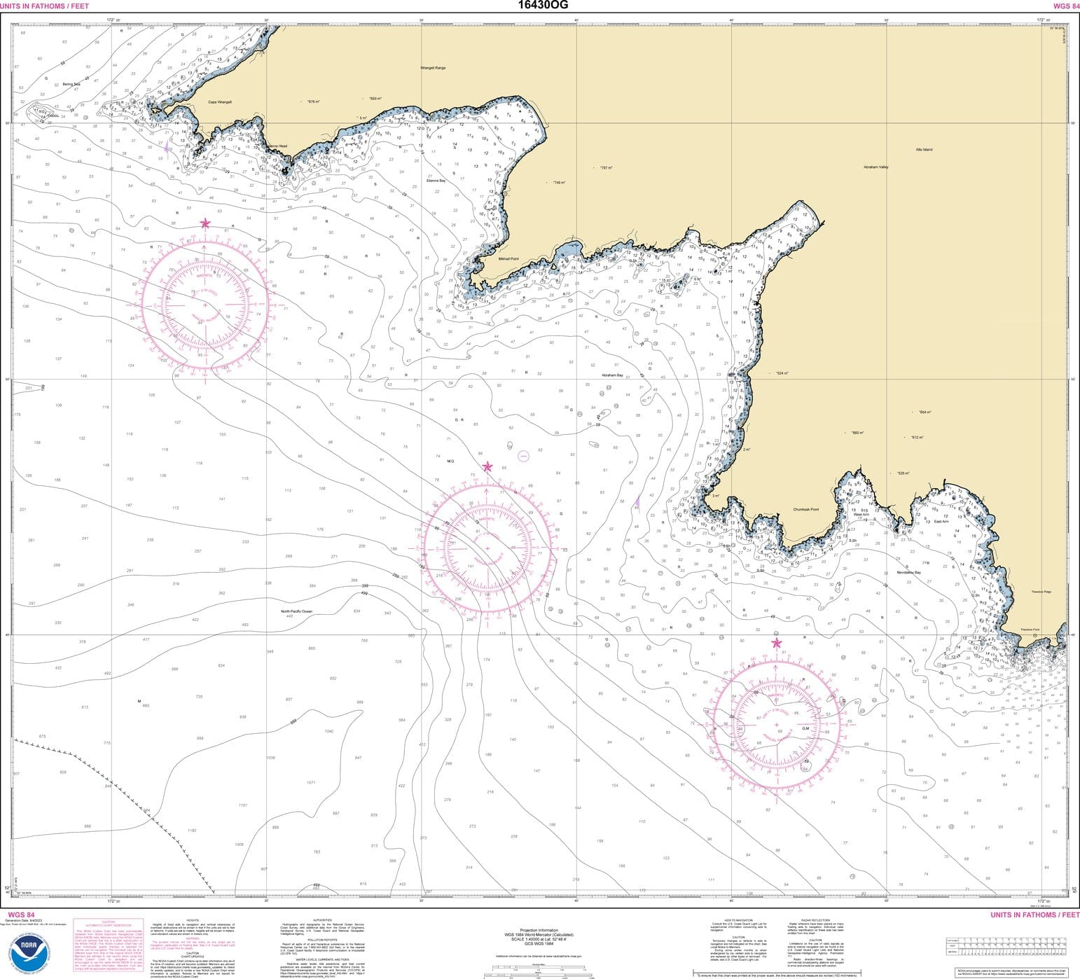 NOAA Nautical Chart 16430: Attu Island Theodore Pt. to Cape Wrangell