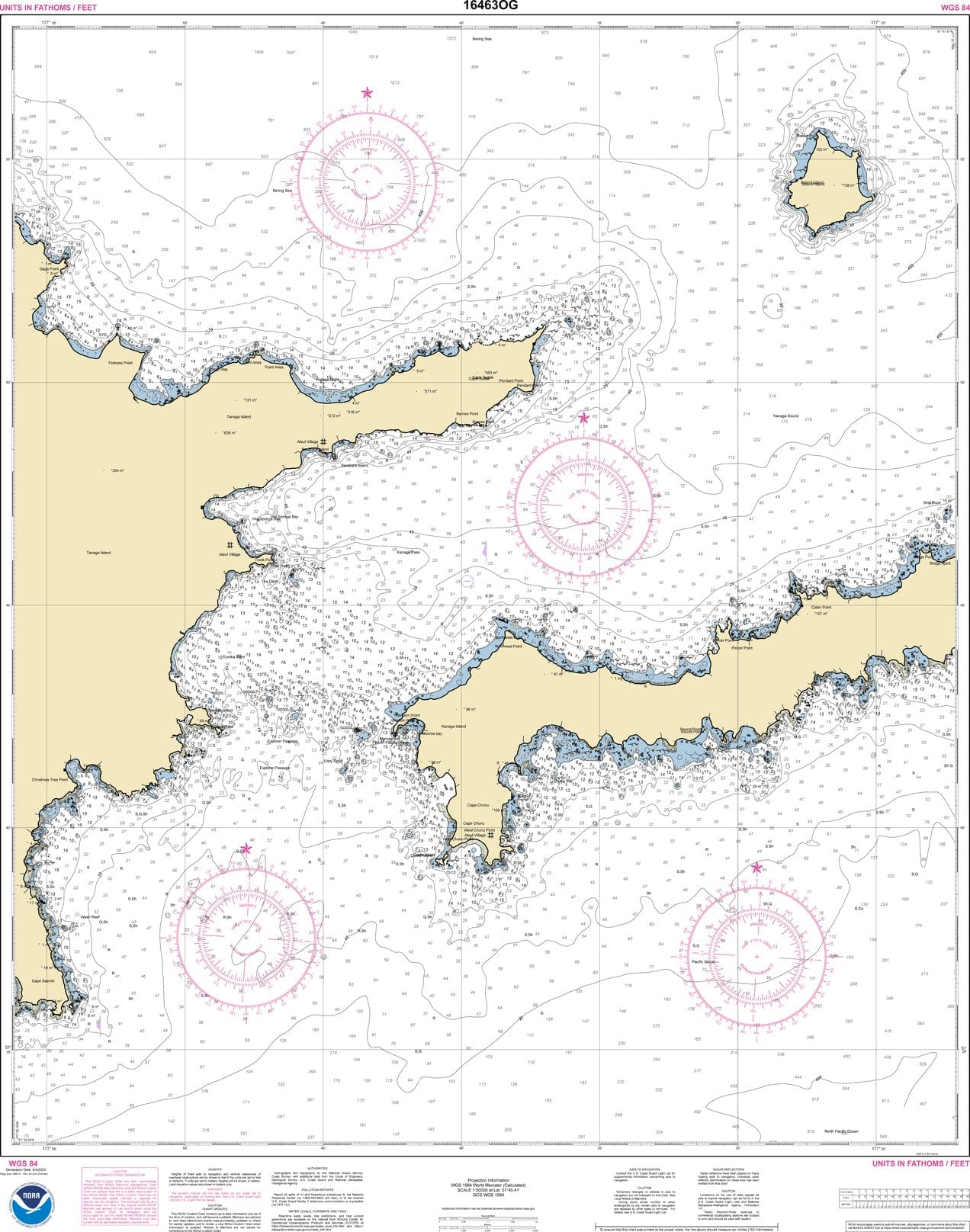 NOAA Nautical Chart 16463: Kanaga Pass and approaches
