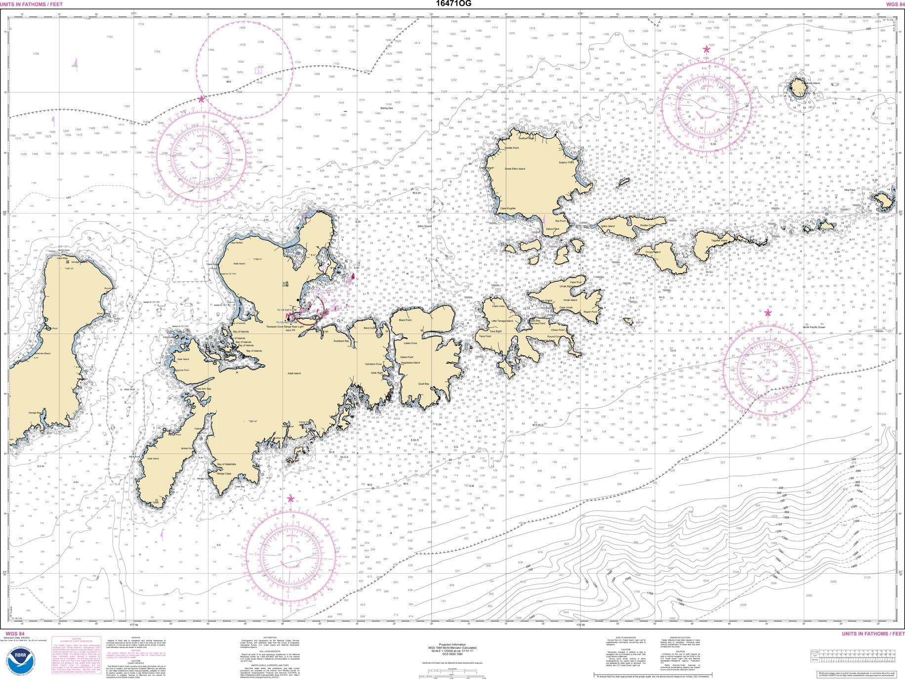 NOAA Nautical Chart 16471: Atka Pass to Adak Strait;Three Arm Bay, Adak Island;Kanaga Bay, Kanaga Island;Chapel Roads and Chapel Cove, Adak Island