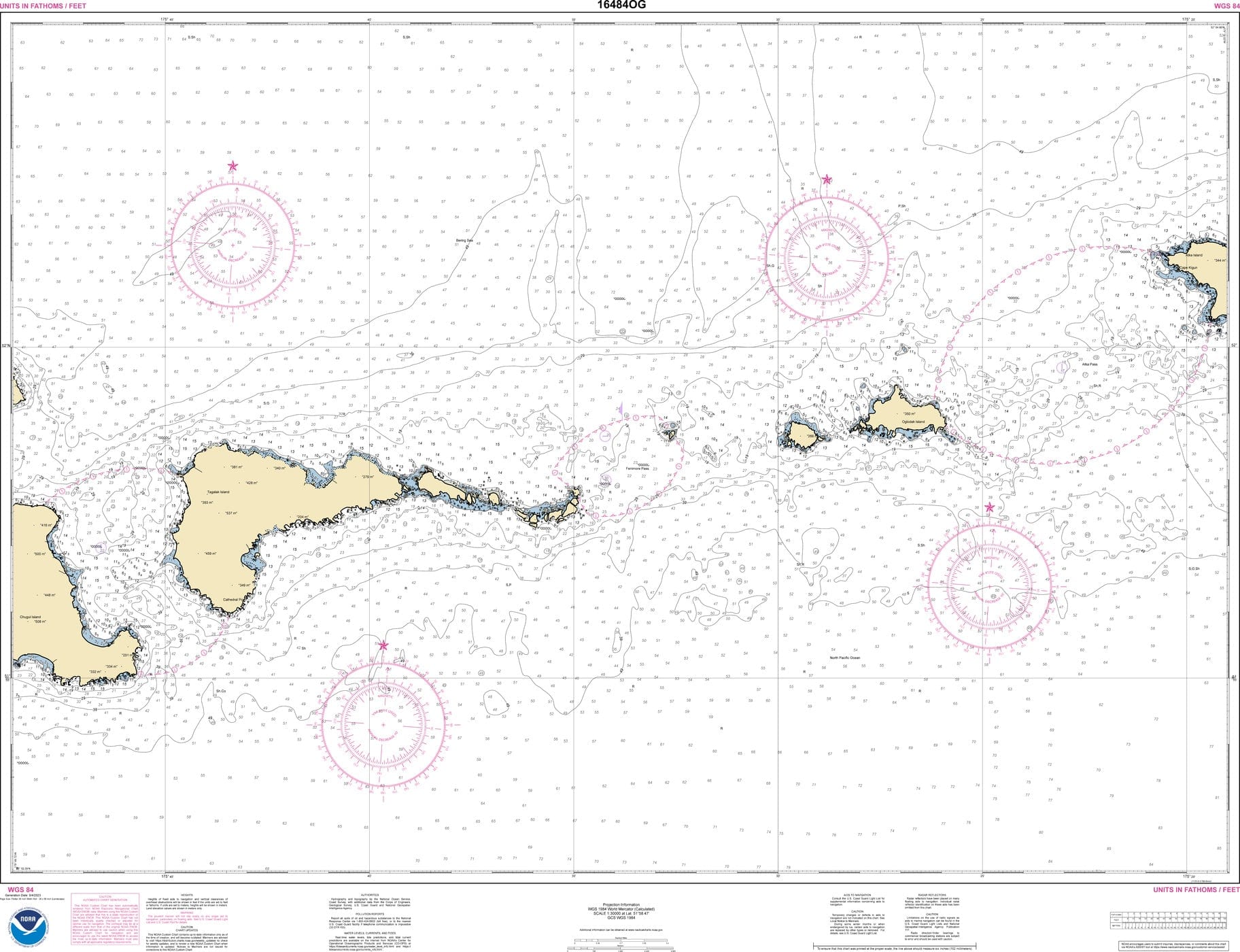 NOAA Nautical Chart 16484: Atka Island to Chugul Island Atka Island
