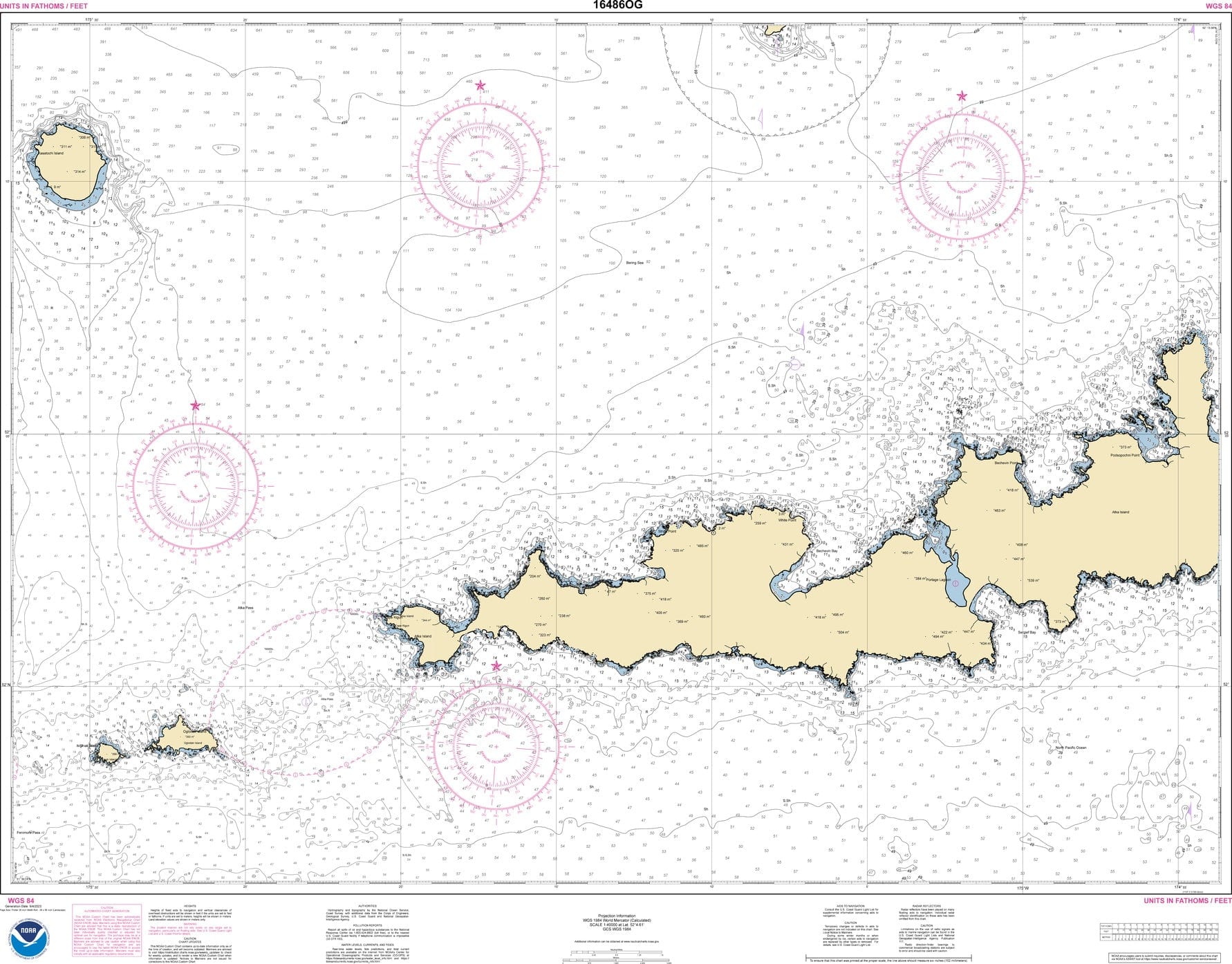 NOAA Nautical Chart 16486: Atka Island, western part