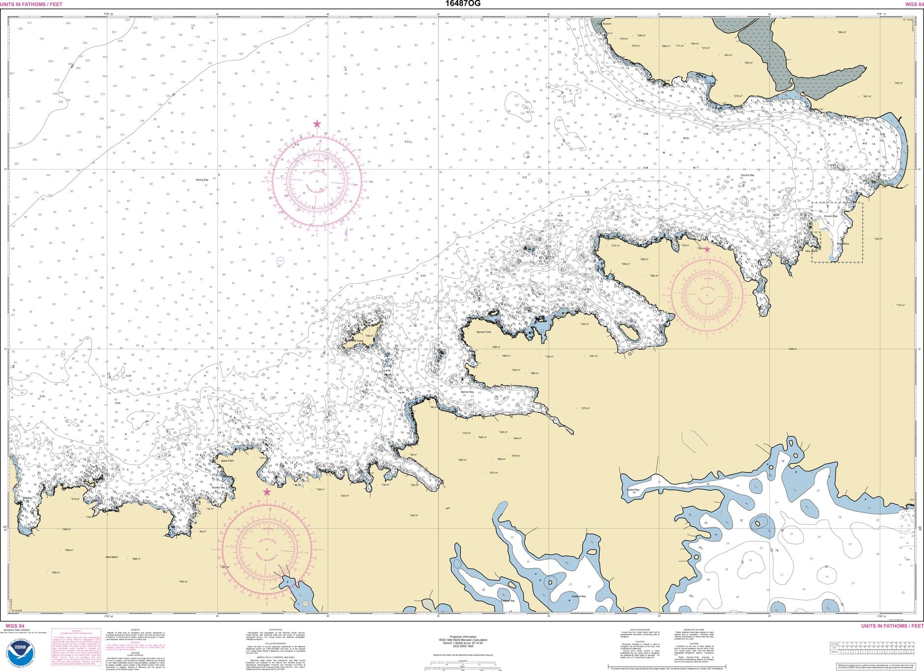 NOAA Nautical Chart 16487: Korovin Bay to Wall Bay-Atka Island;Martin Harbor
