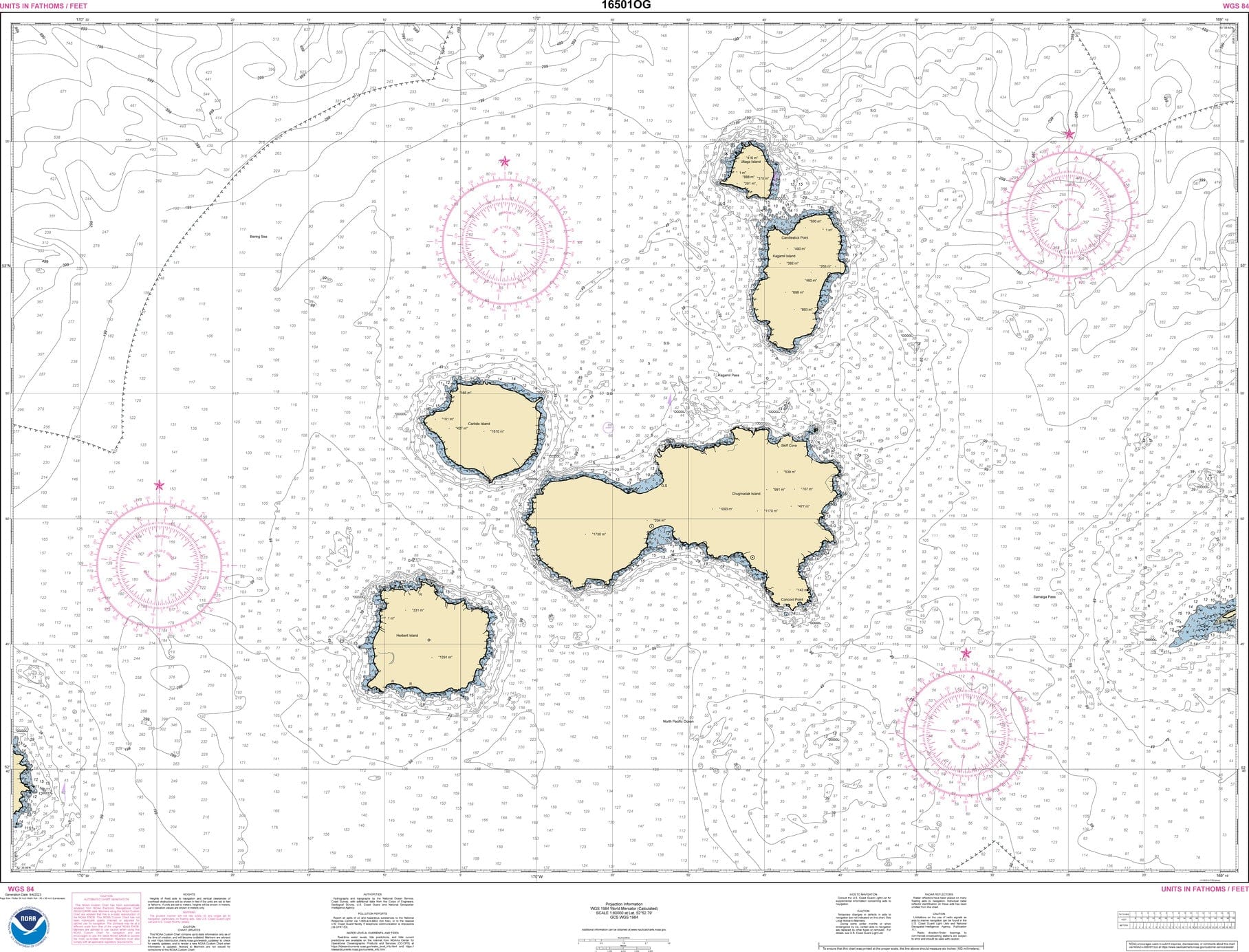 NOAA Nautical Chart 16501: Islands of Four Mountains