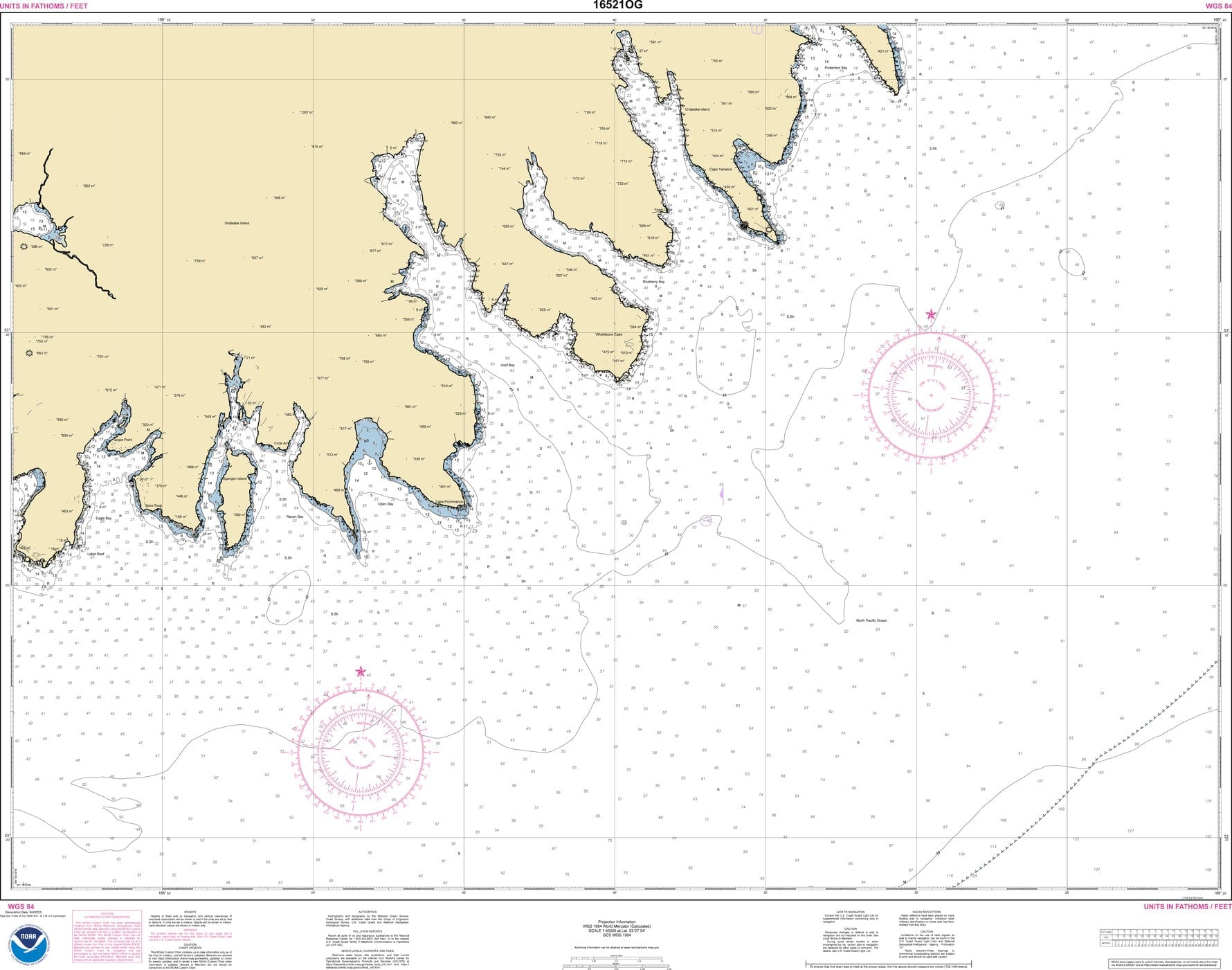 NOAA Nautical Chart 16521: Unalaska Island Protection Bay to Eagle Bay
