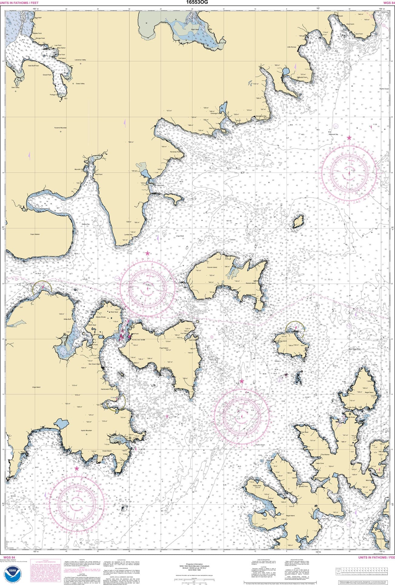 NOAA Nautical Chart 16553: Shumagin Islands-Nagai I. to Unga I.;Delarof Harbor;Popof Strait, northern part