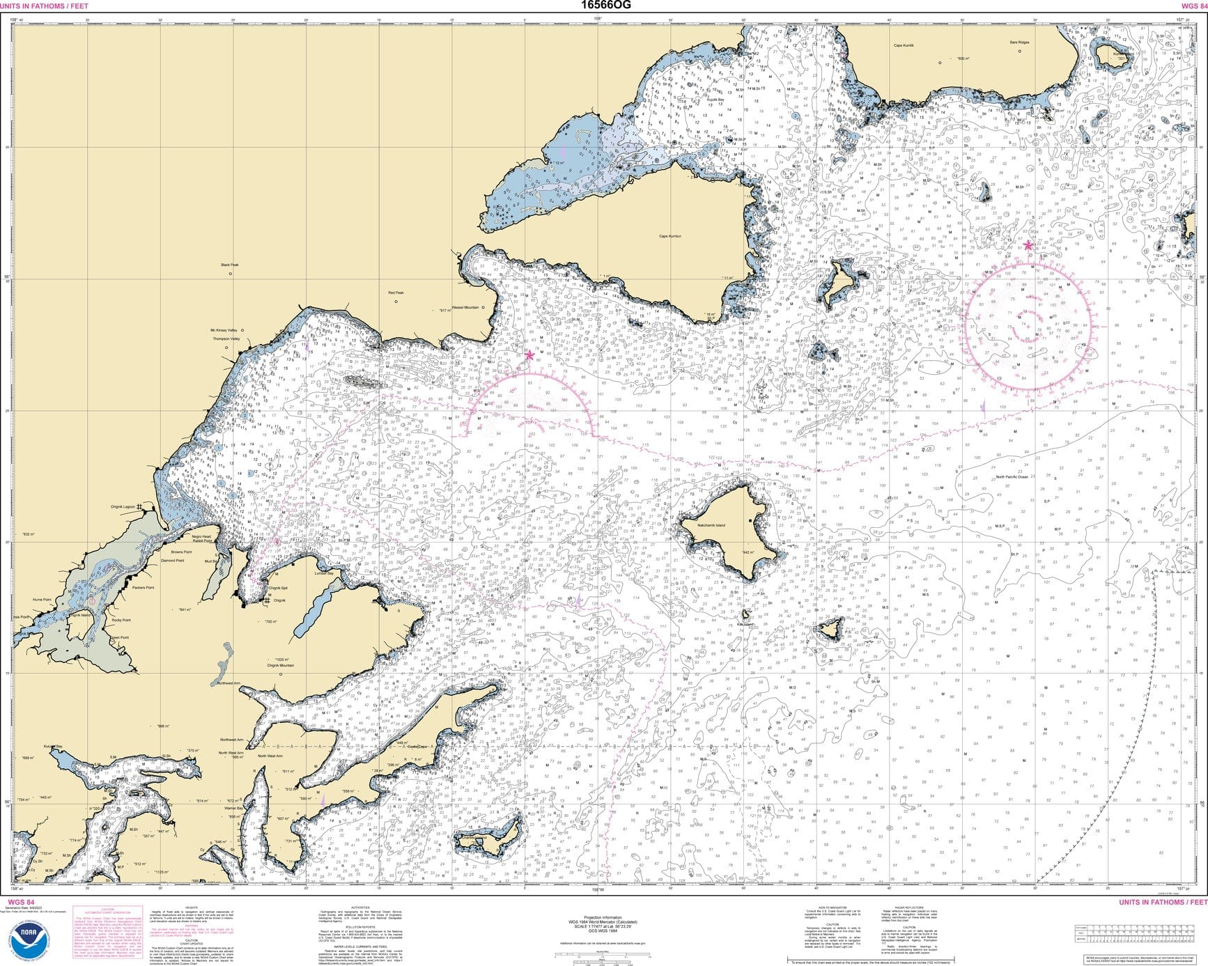 NOAA Nautical Chart 16566: Chignik and Kujulik Bays, Alaska Pen.;Anchorage and Mud Bays, Chignik Bay