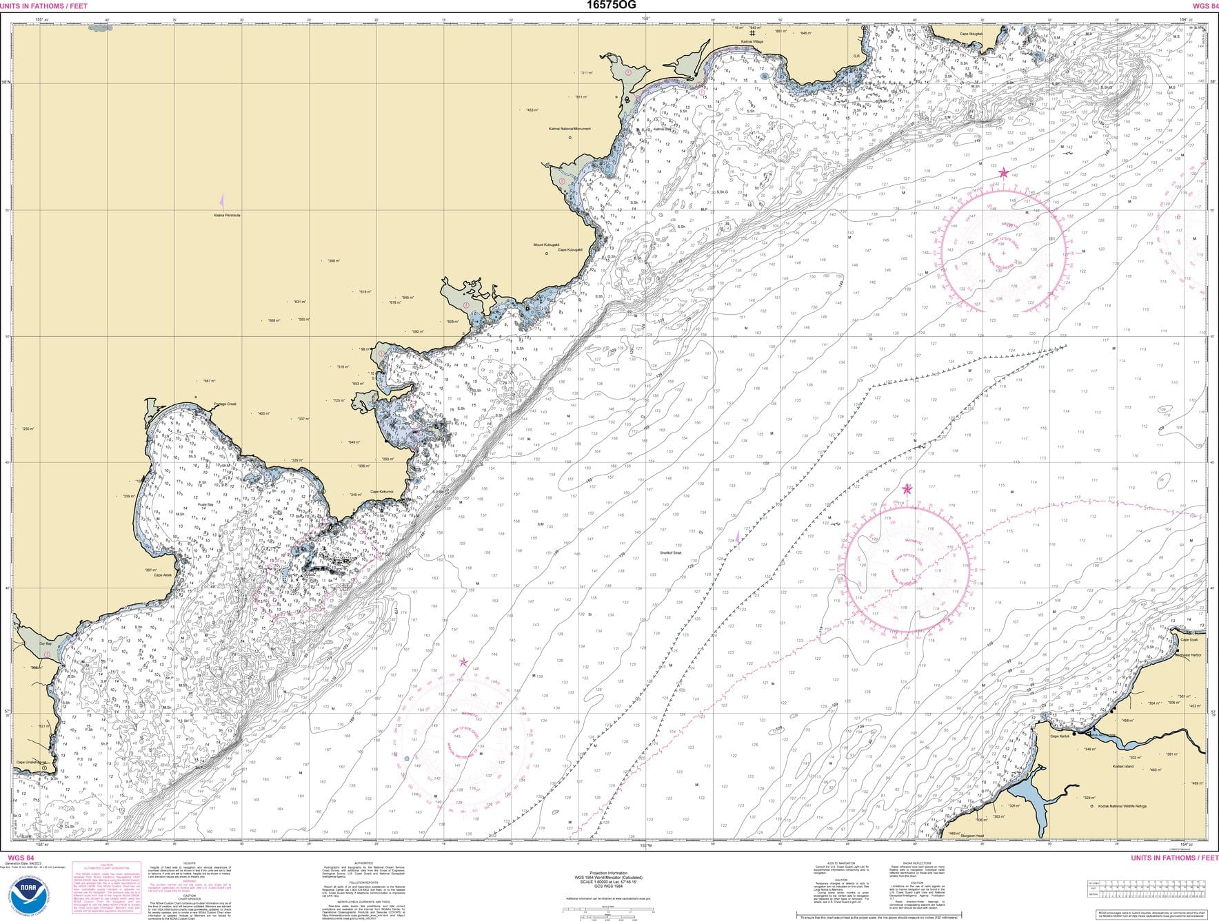 NOAA Nautical Chart 16575: Dakavak Bay to Cape Unalishagvak;Alinchak Bay