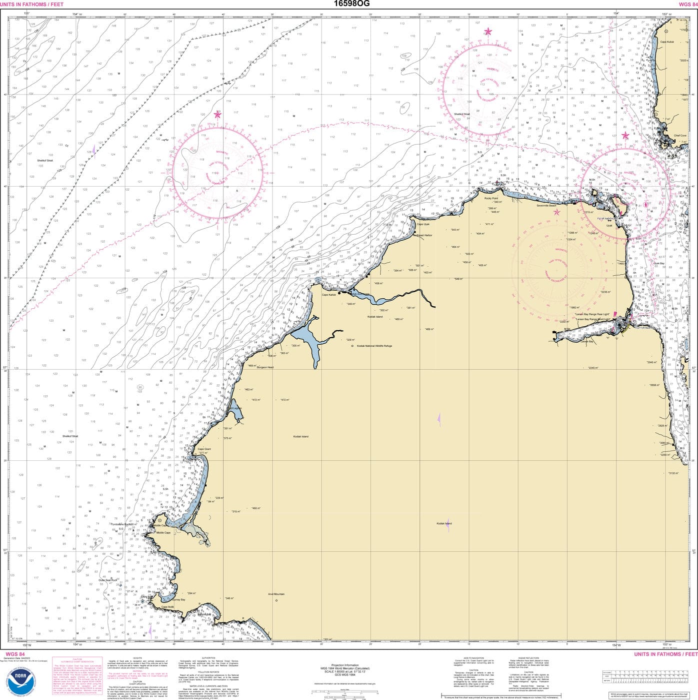 NOAA Nautical Chart 16598: Cape Ikolik to Cape Kuliuk