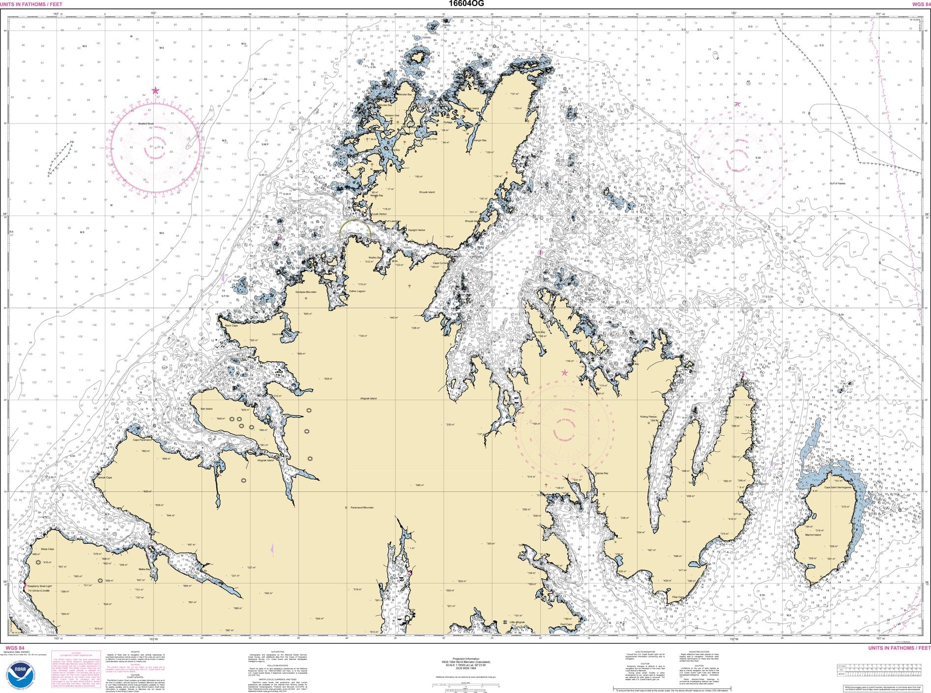 NOAA Nautical Chart 16604: Shuyak and Afagnak Islands and adjacent waters