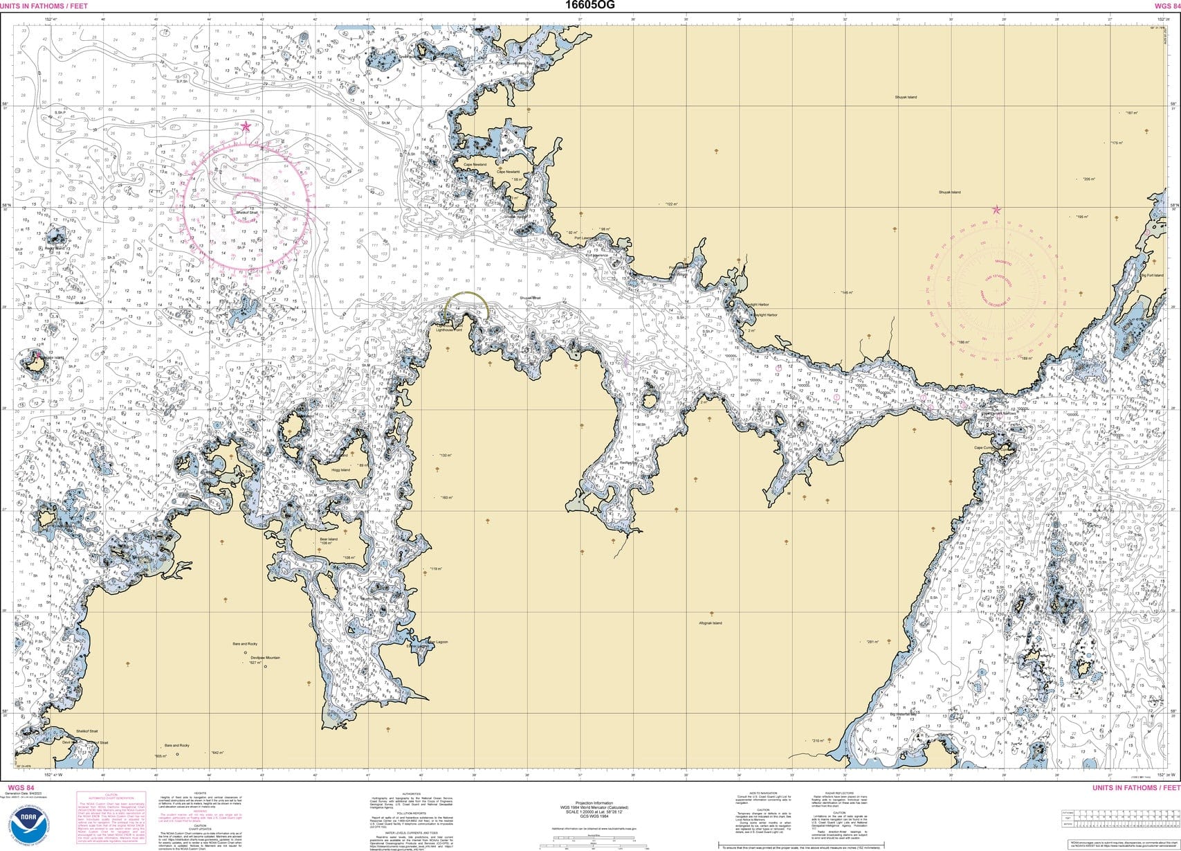 NOAA Nautical Chart 16605: Shuyak Strait and Bluefox Bay