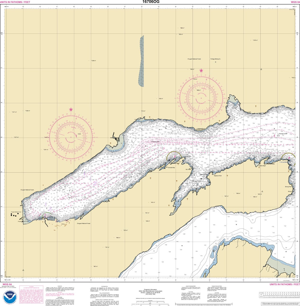 NOAA Nautical Chart 16706: Passage Canal incl. Port of Whittier;Port of Whittier