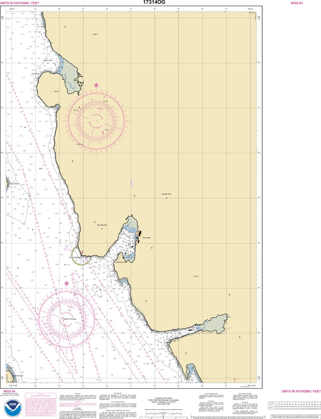 NOAA Nautical Chart 17314: Slocum and Limestone Inlets and Taku Harbor