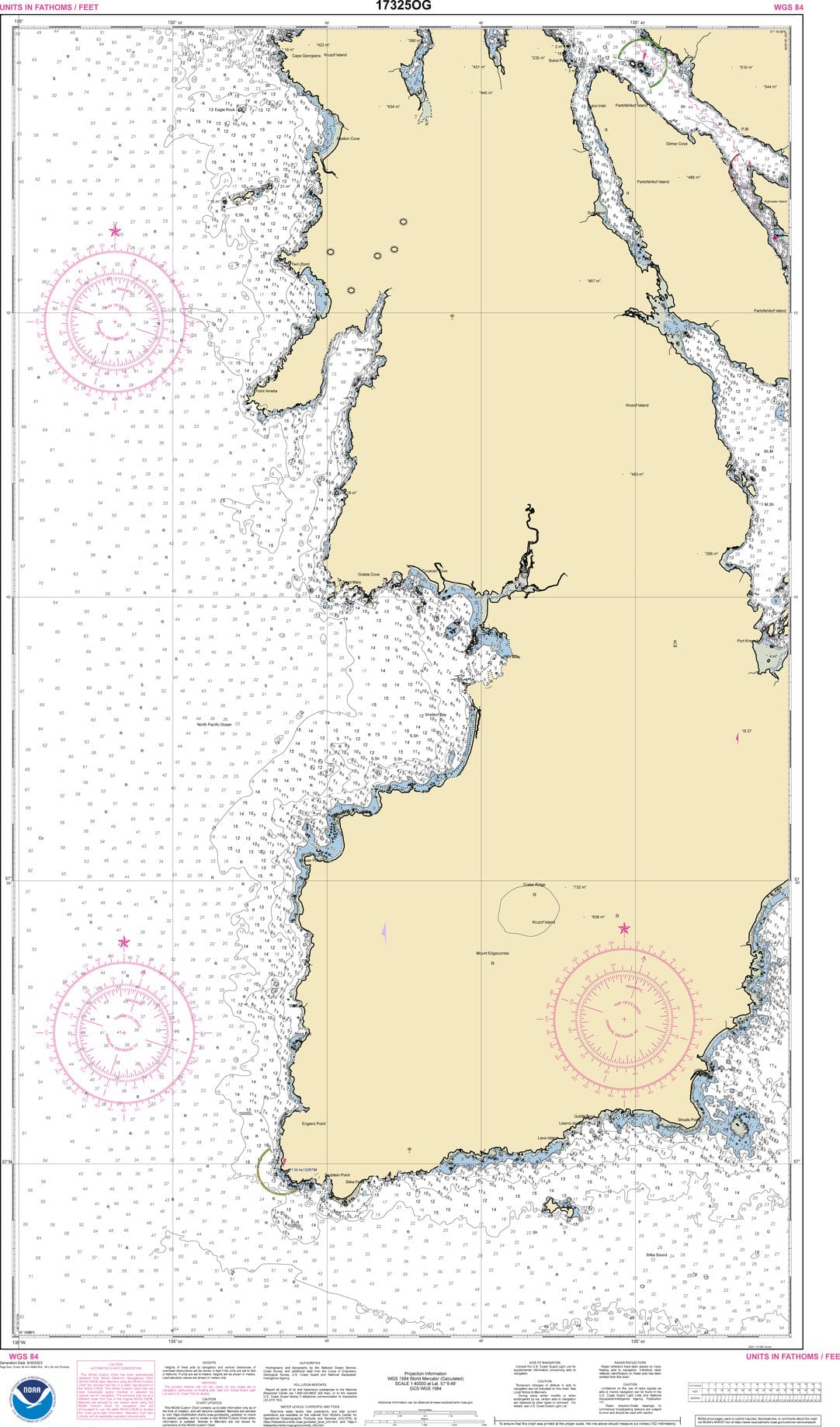 NOAA Nautical Chart 17325: South and West Coasts of Kruzof Island
