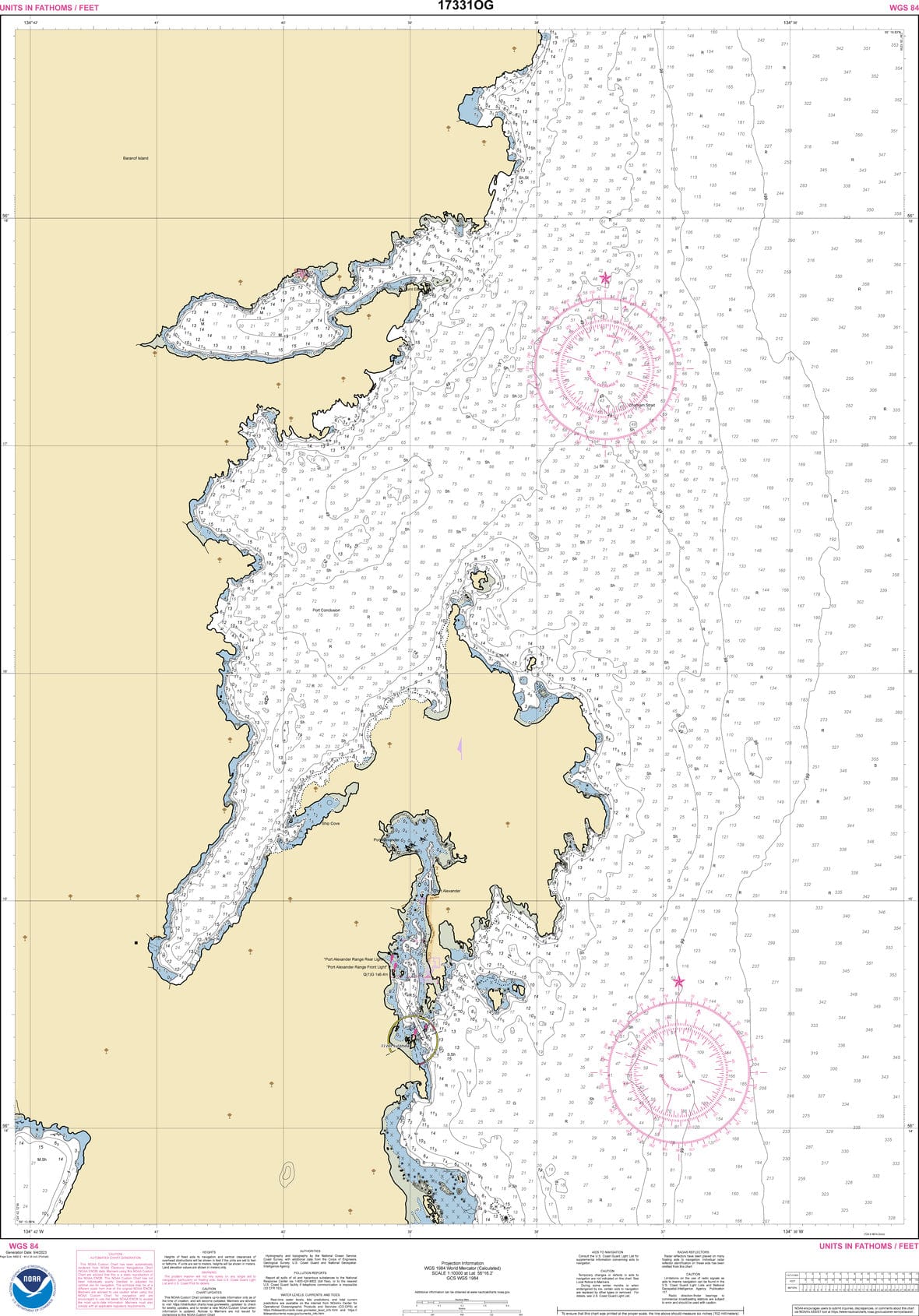 NOAA Nautical Chart 17331: Chatham Strait Ports Alexander, Conclusion, and Armstrong
