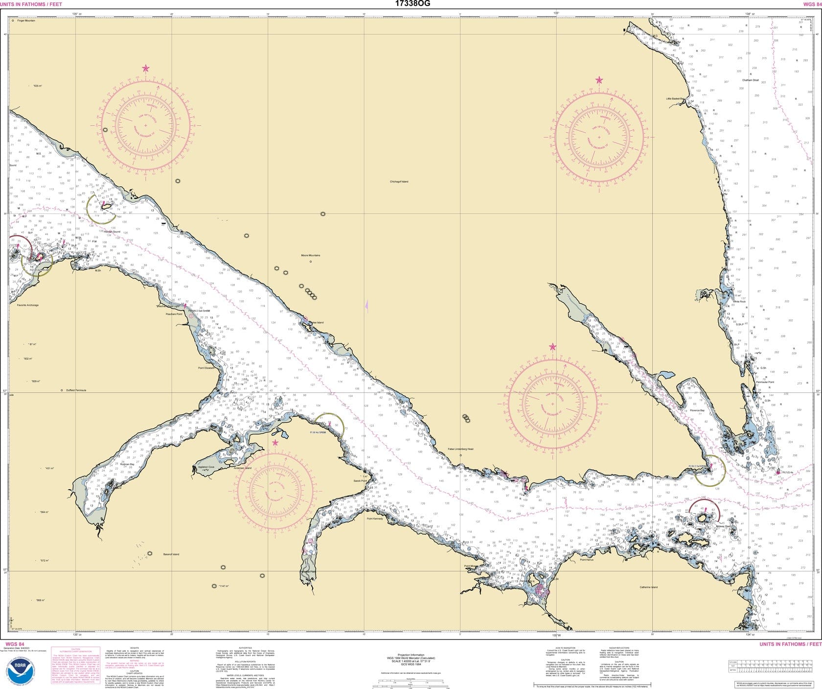 NOAA Nautical Chart 17338: Peril Str.-Hoonah Snd. to Chatham Str.
