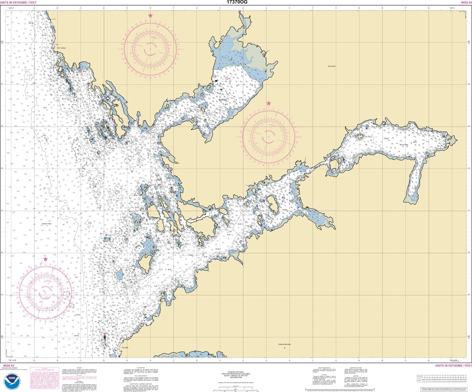 NOAA Nautical Chart 17370: Bay of Pillars and Rowan Bay, Chatham Strait;Washington Bay, Chatham Strait