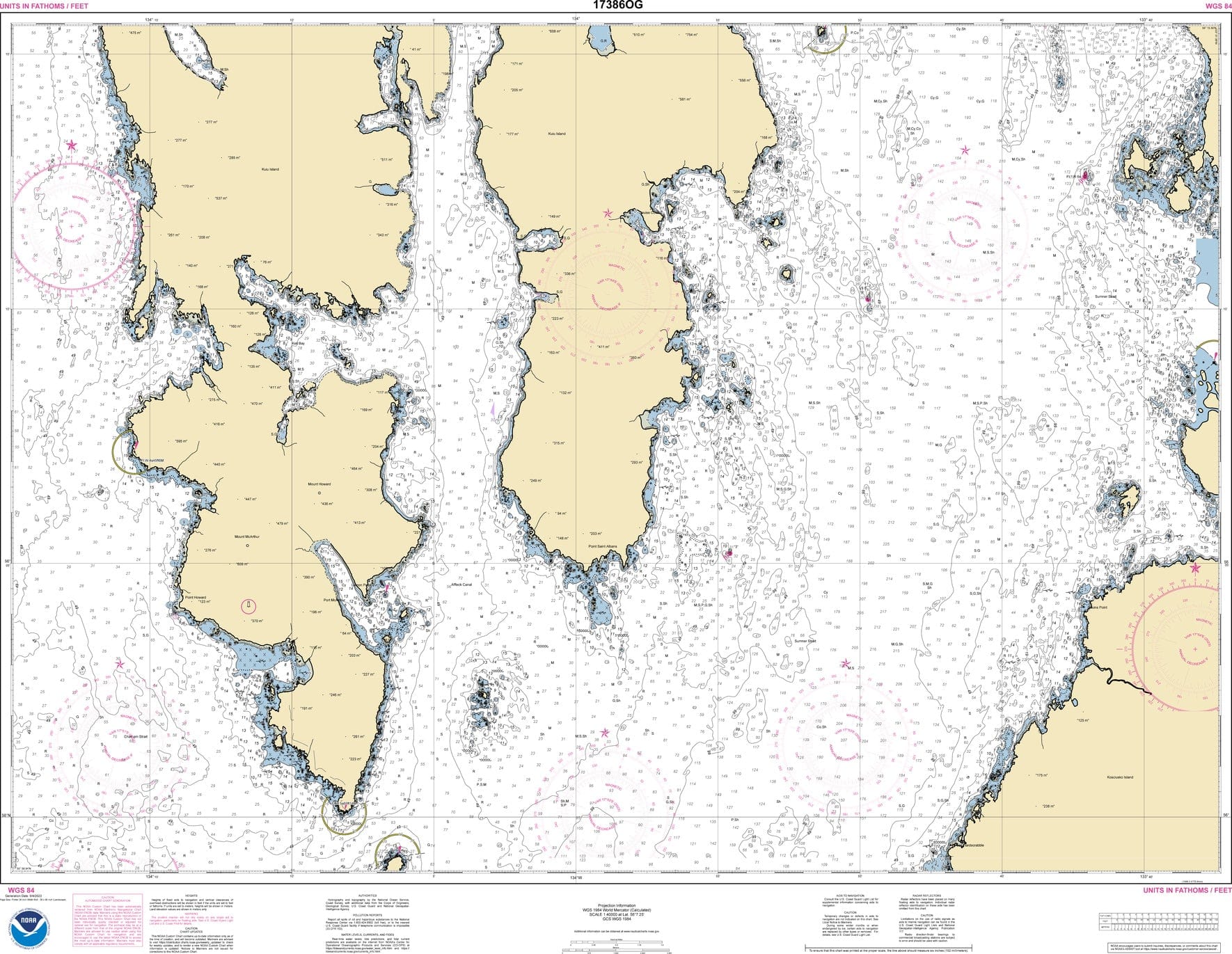 NOAA Nautical Chart 17386: Sumner Strait-Southern part