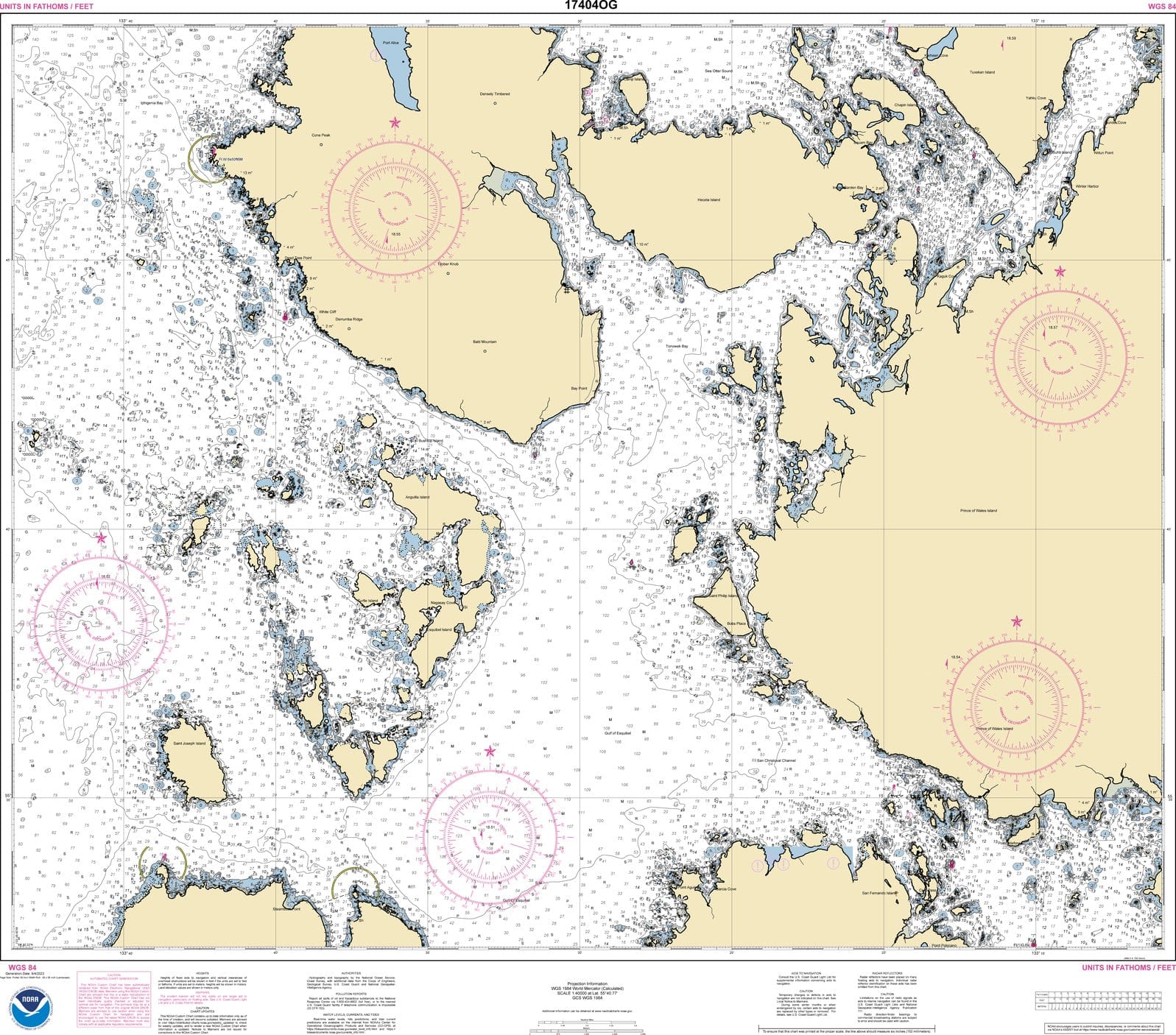 NOAA Nautical Chart 17404: San Christoval Channel to Cape Lynch