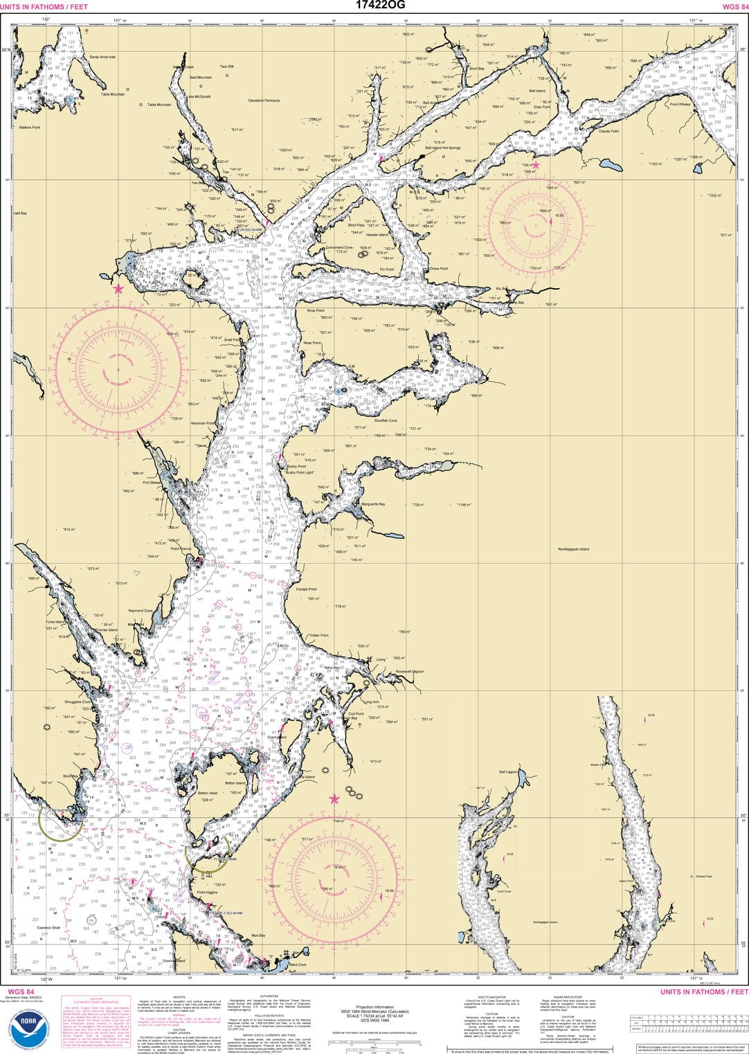 NOAA Nautical Chart 17422: Behm Canal-western part;Yes Bay