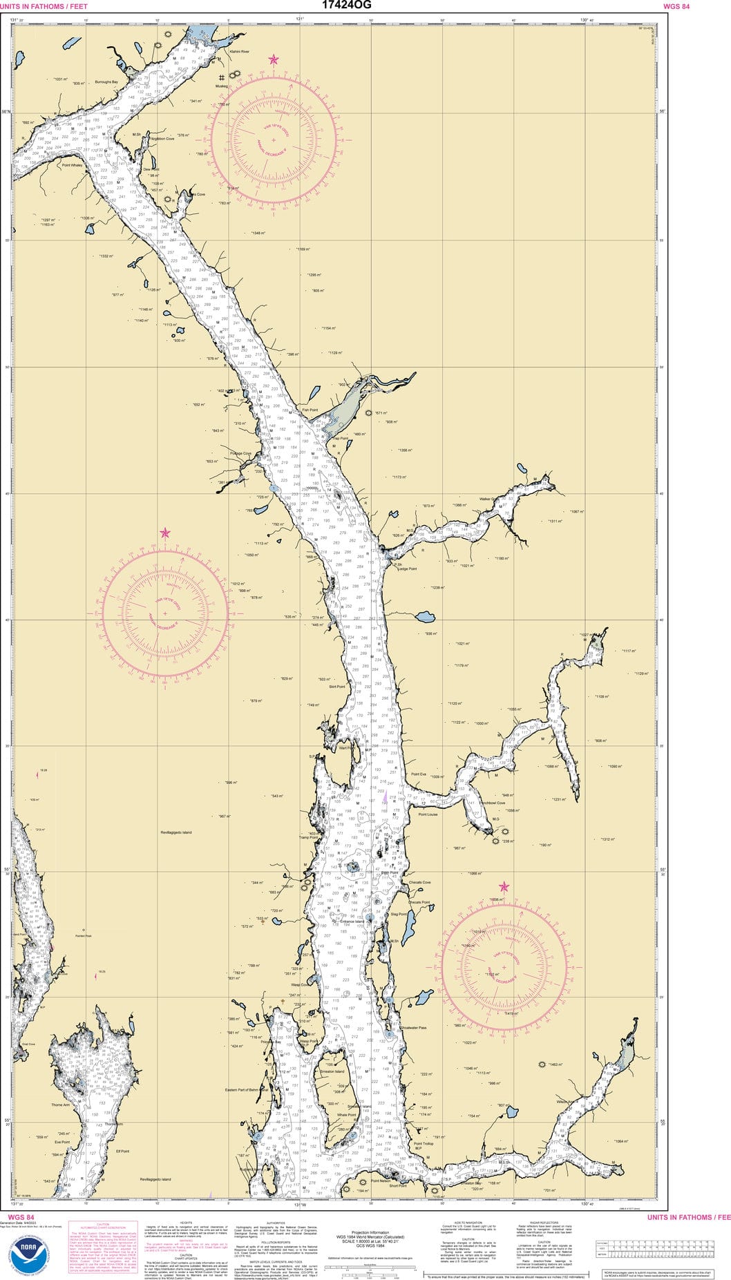 NOAA Nautical Chart 17424: Behm Canal-eastern part
