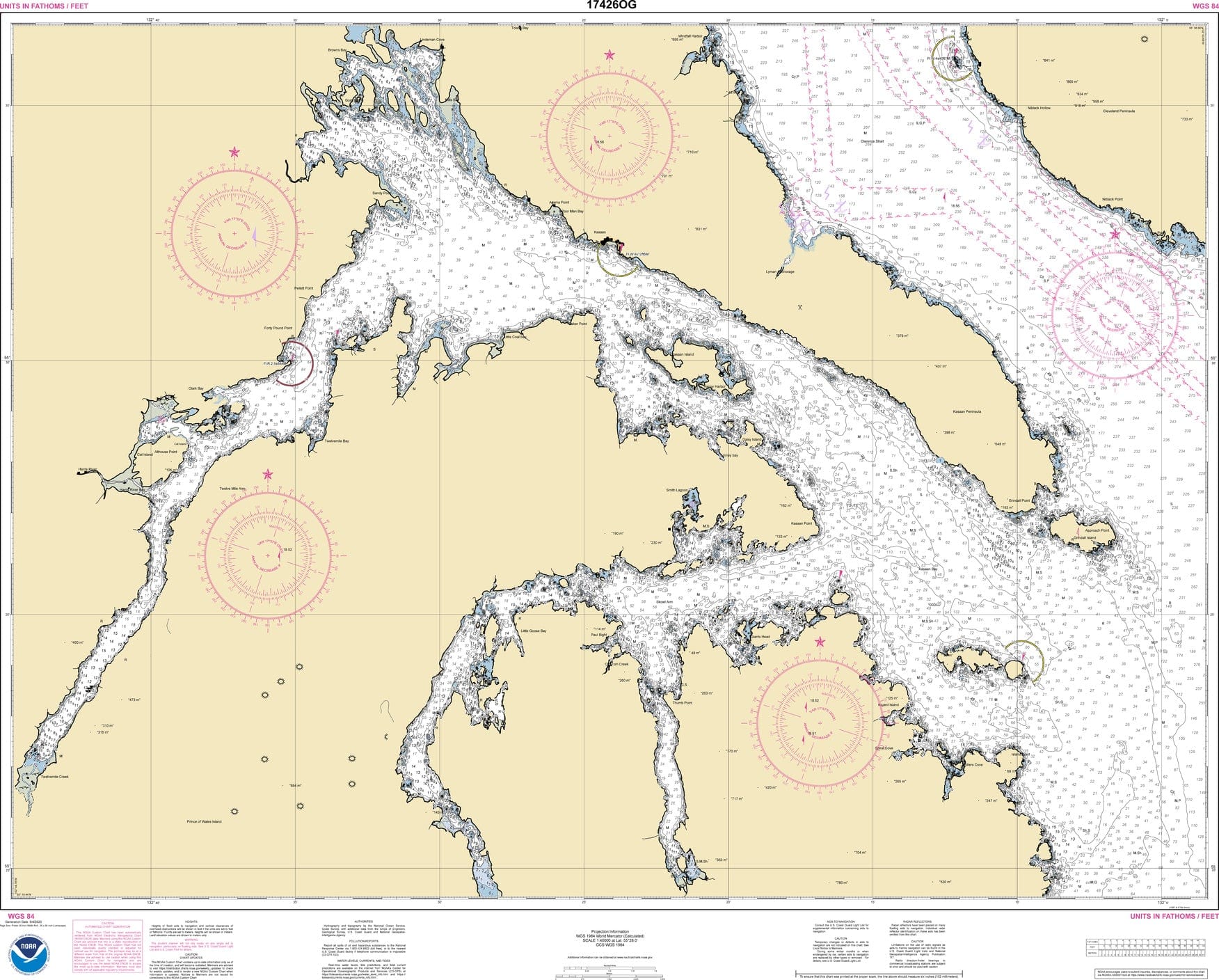 NOAA Nautical Chart 17426: Kasaan Bay, Clarence Strait;Hollis Anchorage, eastern part;Lyman Anchorage