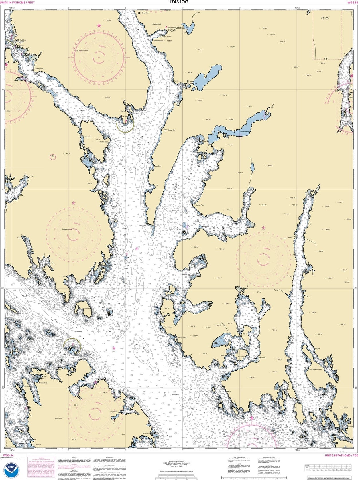 NOAA Nautical Chart 17431: N. end of Cordova Bay and Hetta Inlet ...