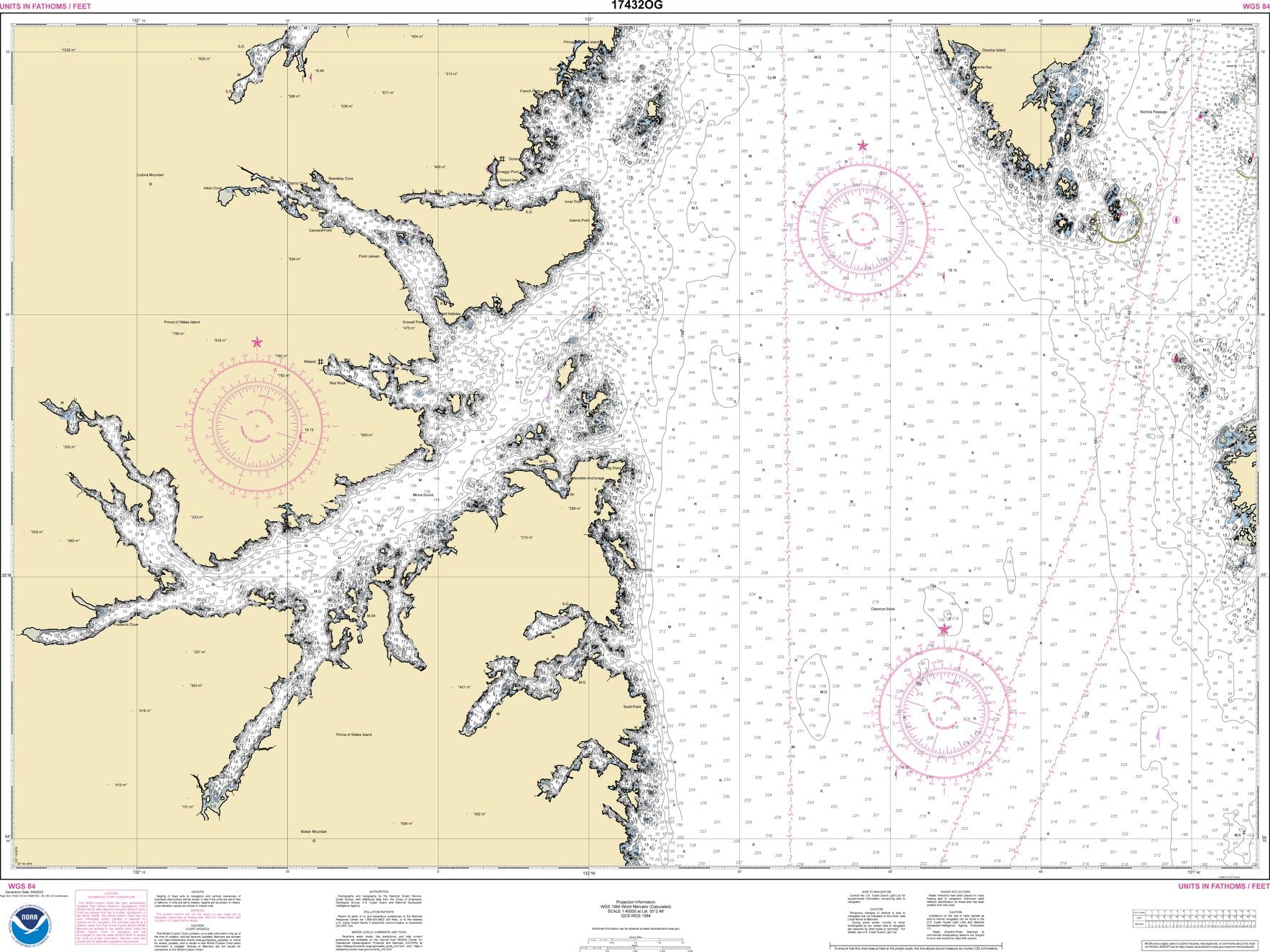 NOAA Nautical Chart 17432: Clarence Strait and Moira Sound