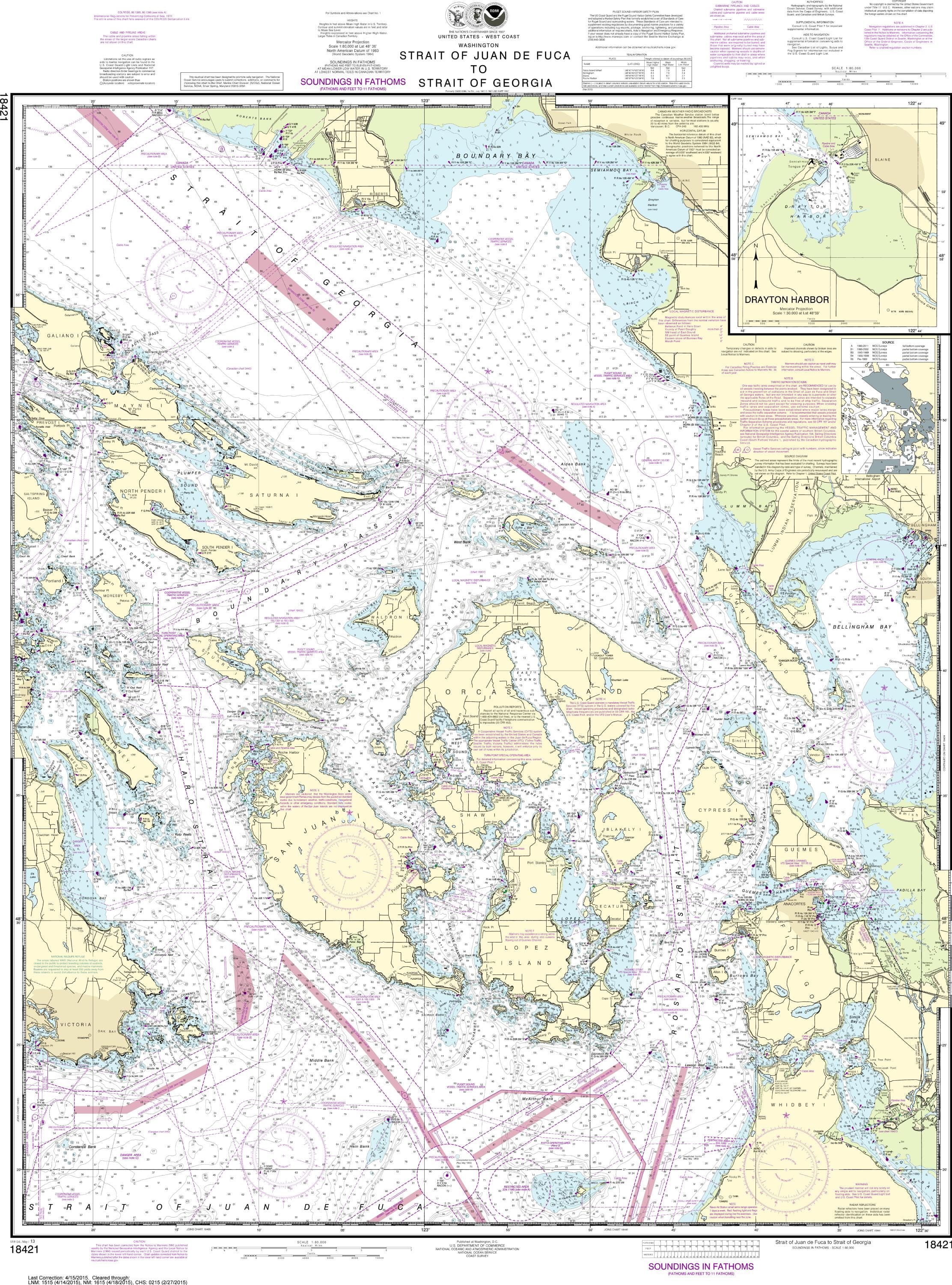 NOAA Nautical Chart 18421: Strait of Juan de Fuca to Strait of Georgia;Drayton Harbor