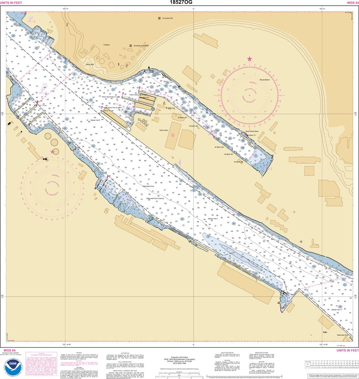 NOAA Nautical Chart 18527: Willamette River-Swan Island Basin