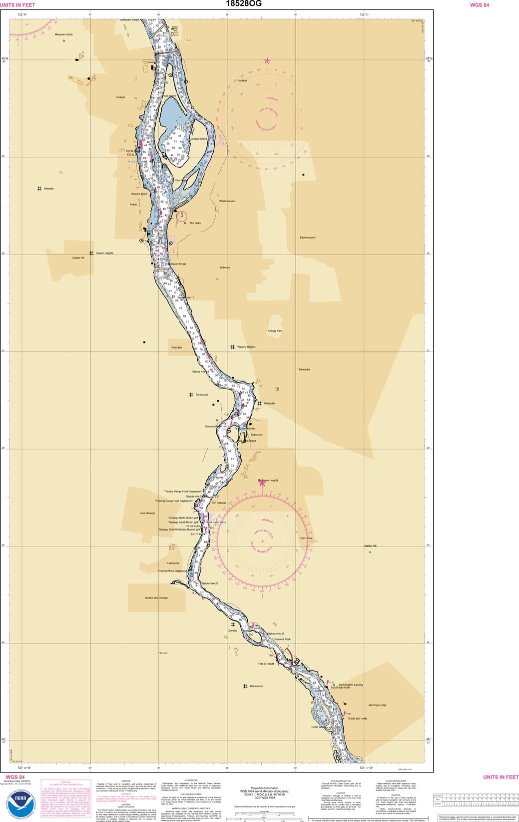 NOAA Nautical Chart 18528: Willamette River Portland to Walnut Eddy