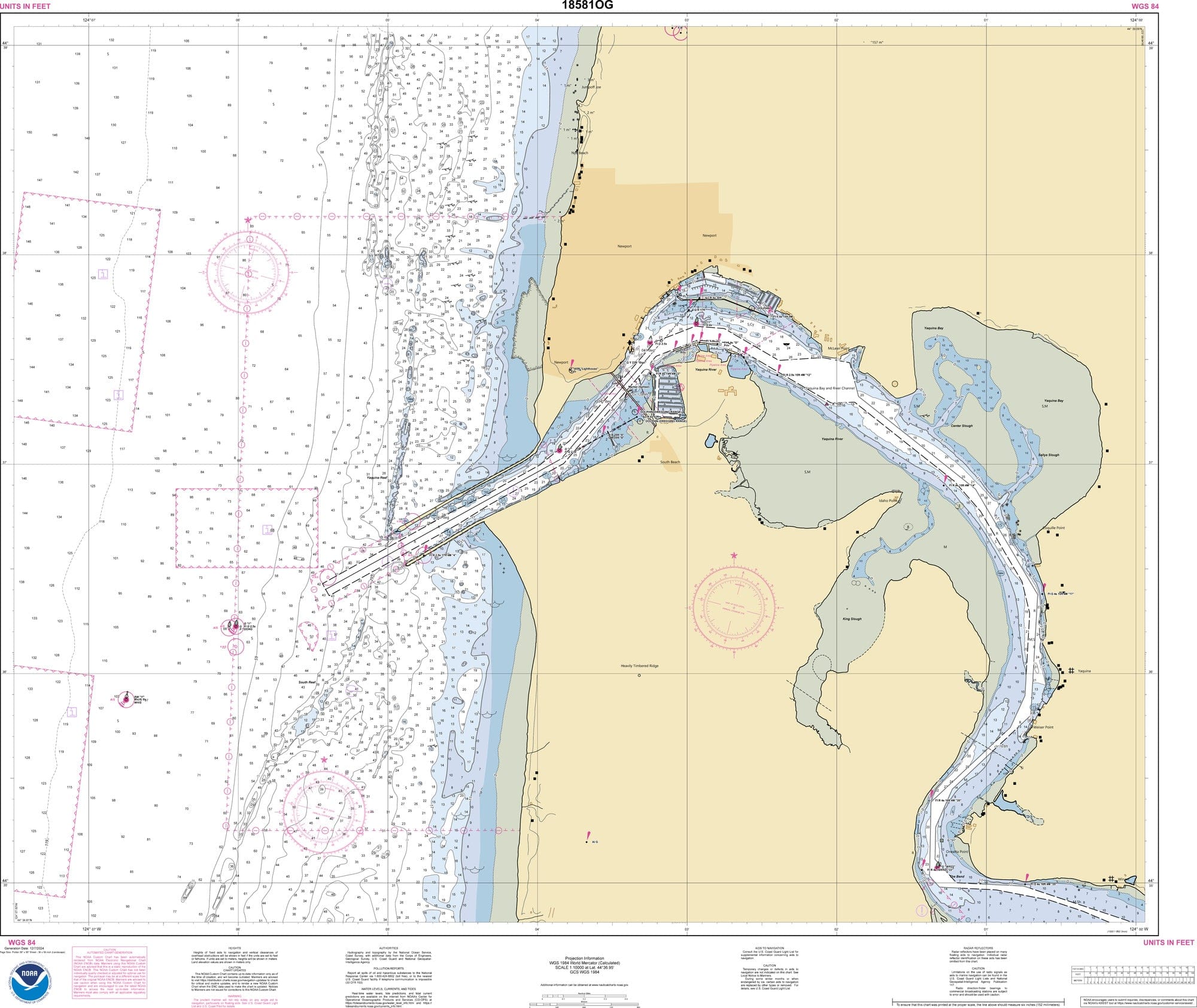 NOAA Nautical Chart 18581: Yaquina Bay and River;Continuation of Yaquina River