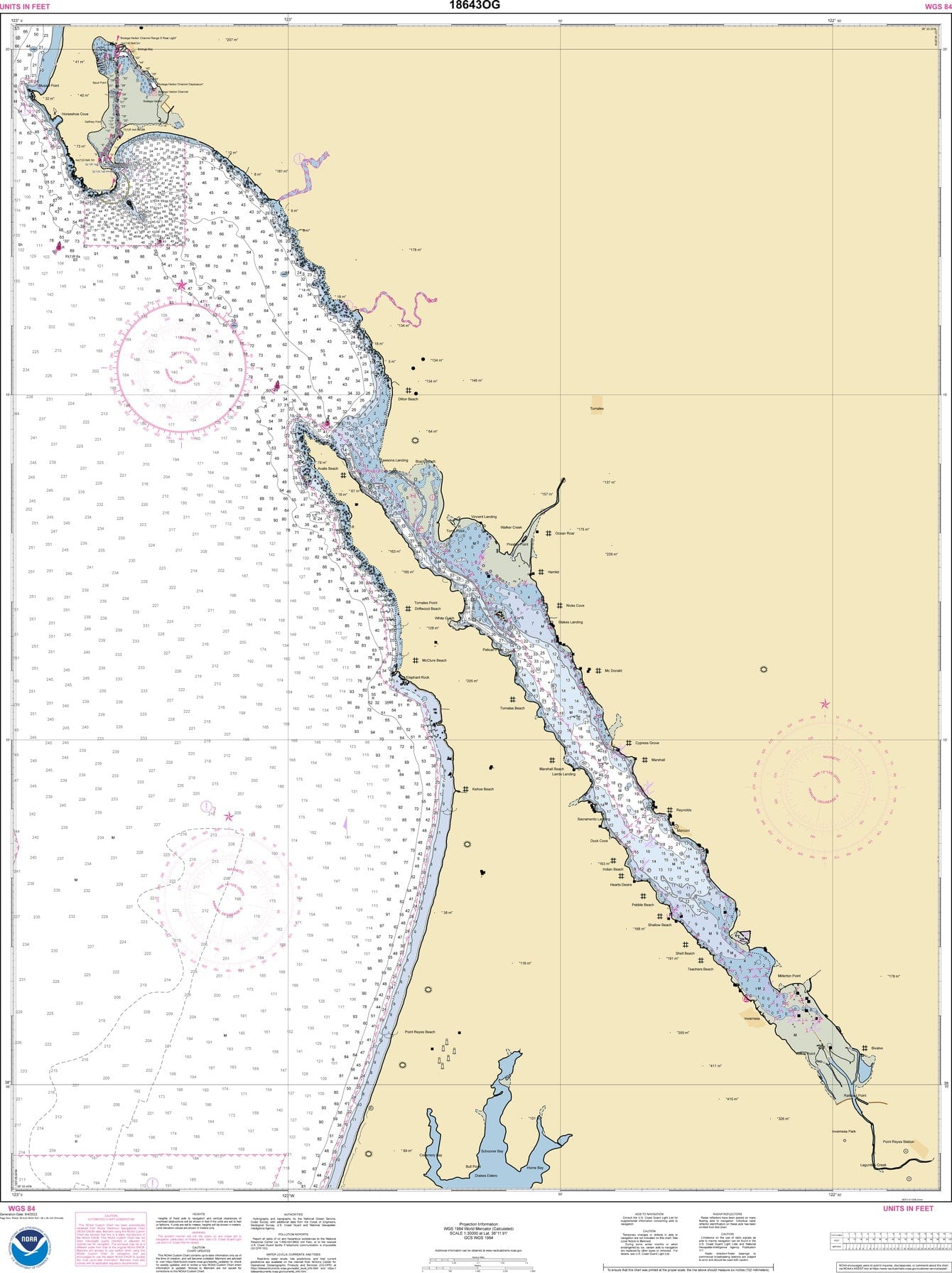 NOAA Nautical Chart 18643: Bodega and Tomales Bays;Bodega Harbor