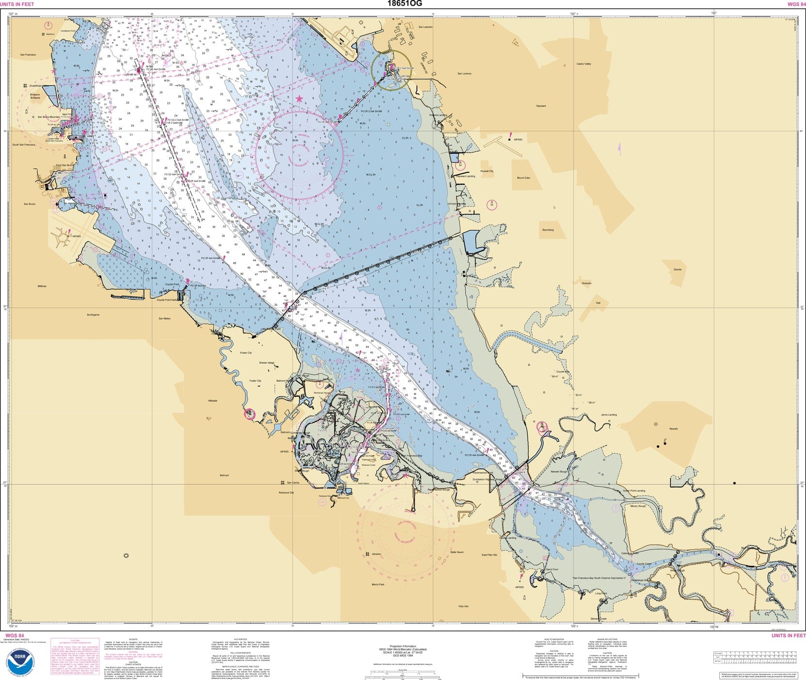 NOAA Nautical Chart 18651: San Francisco Bay-southern part;Redwood Creek.;Oyster Point