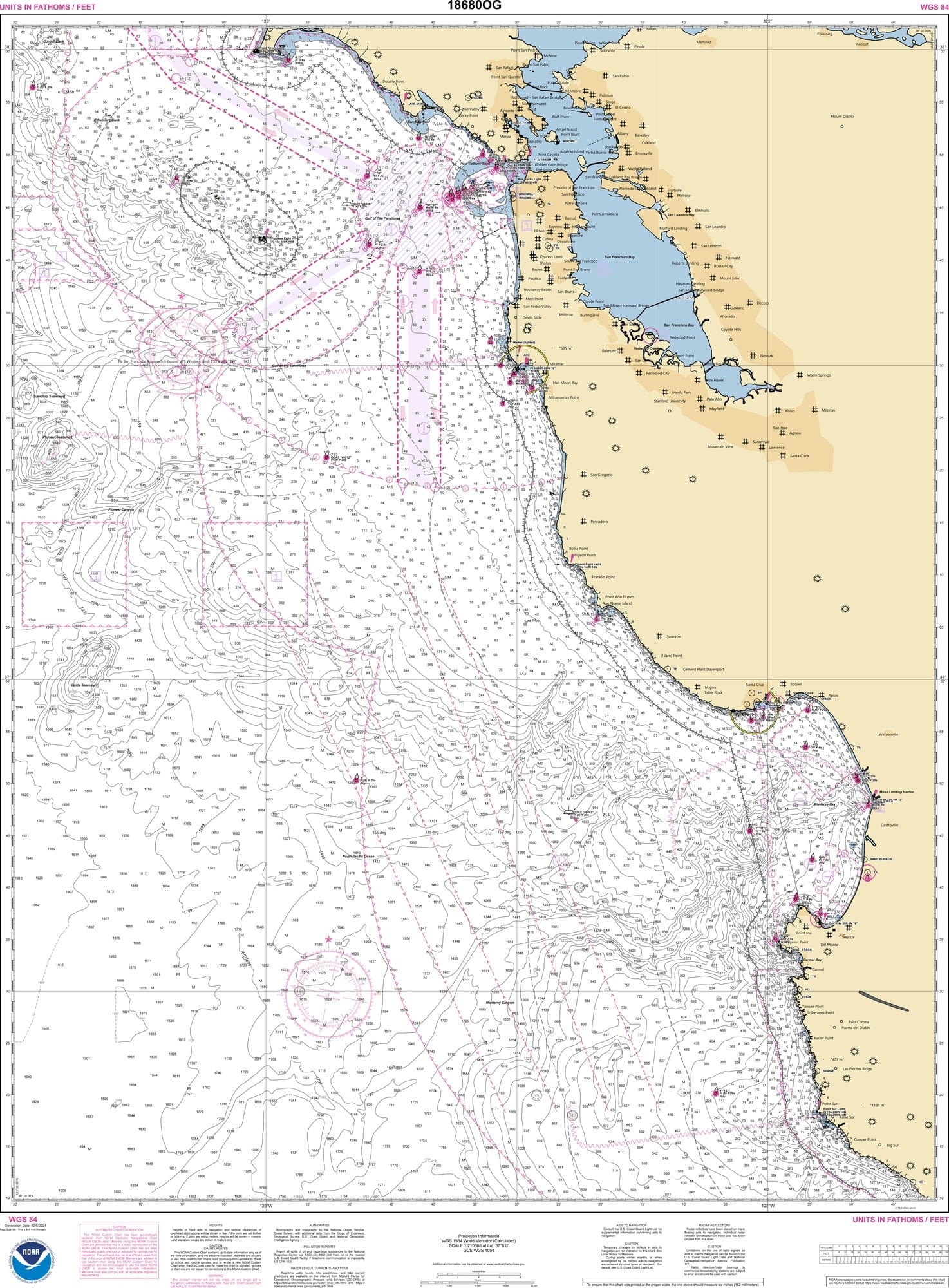 NOAA Nautical Chart 18680: Point Sur to San Francisco