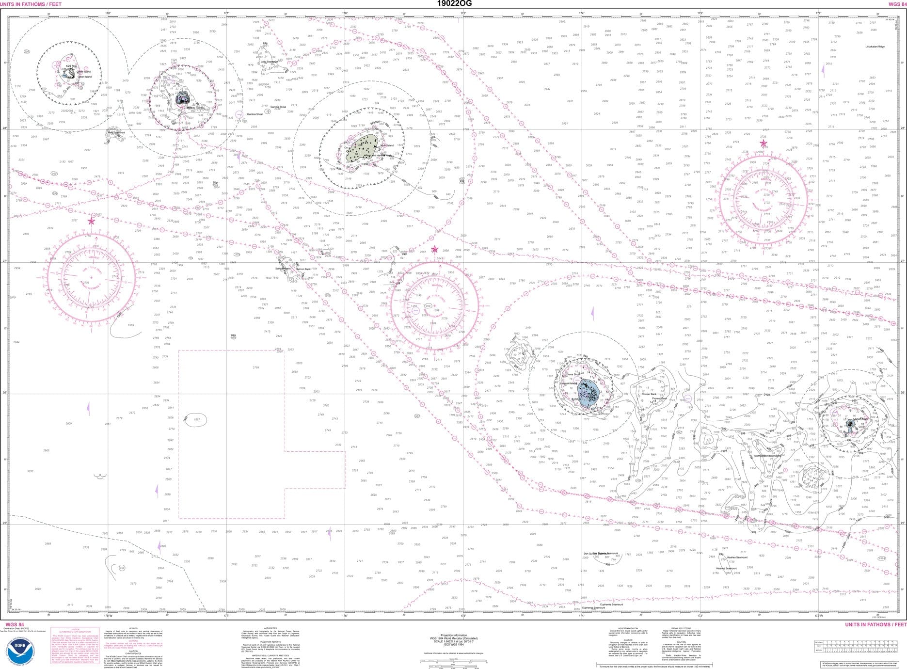 NOAA Nautical Chart 19022: Laysan Island to Kure Atoll
