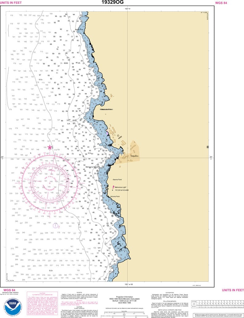 NOAA Nautical Chart 19329: MÃ¤hukona Harbor and approaches Island Of Hawai'i