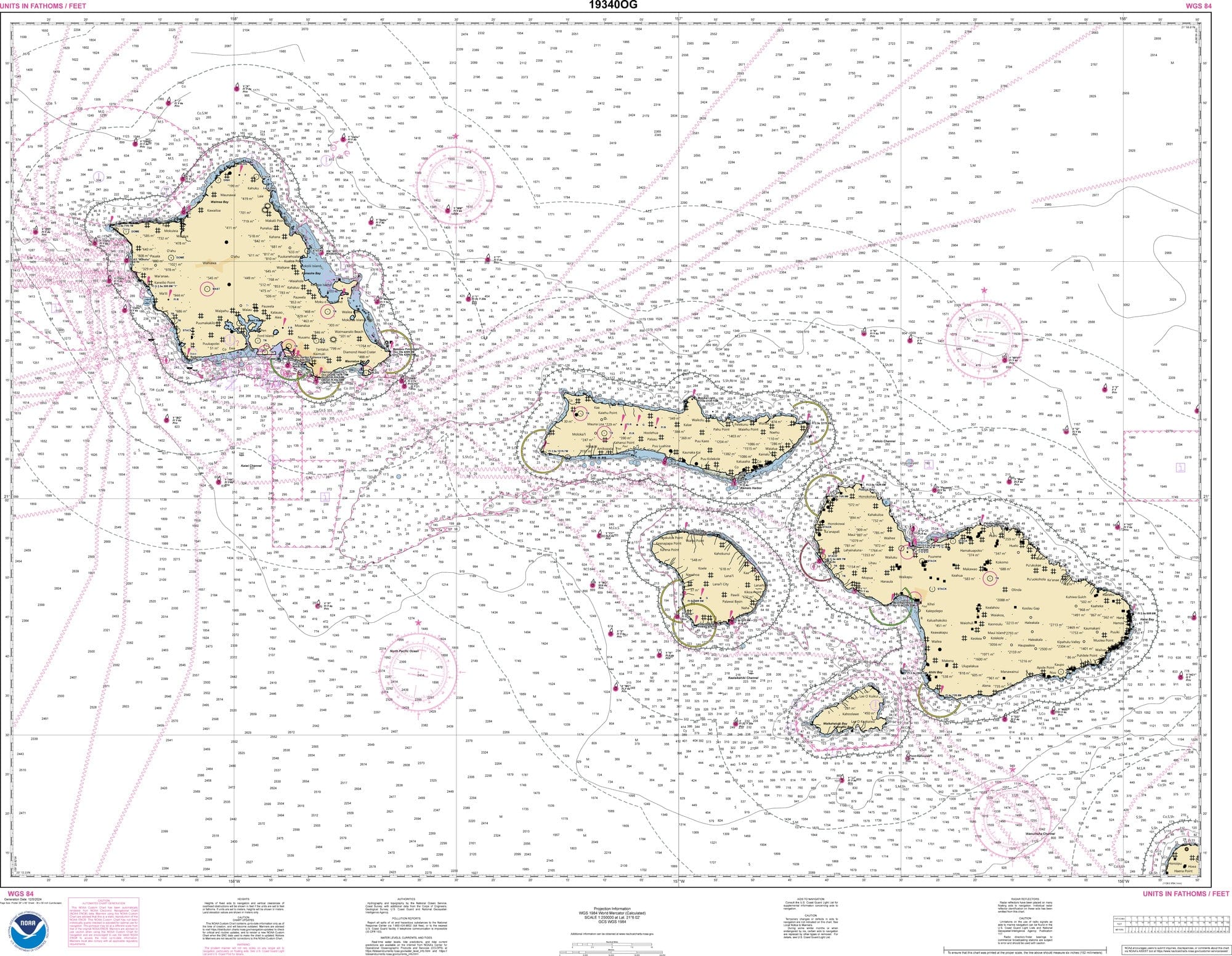 NOAA Nautical Chart 19340: Hawai'i to O'ahu