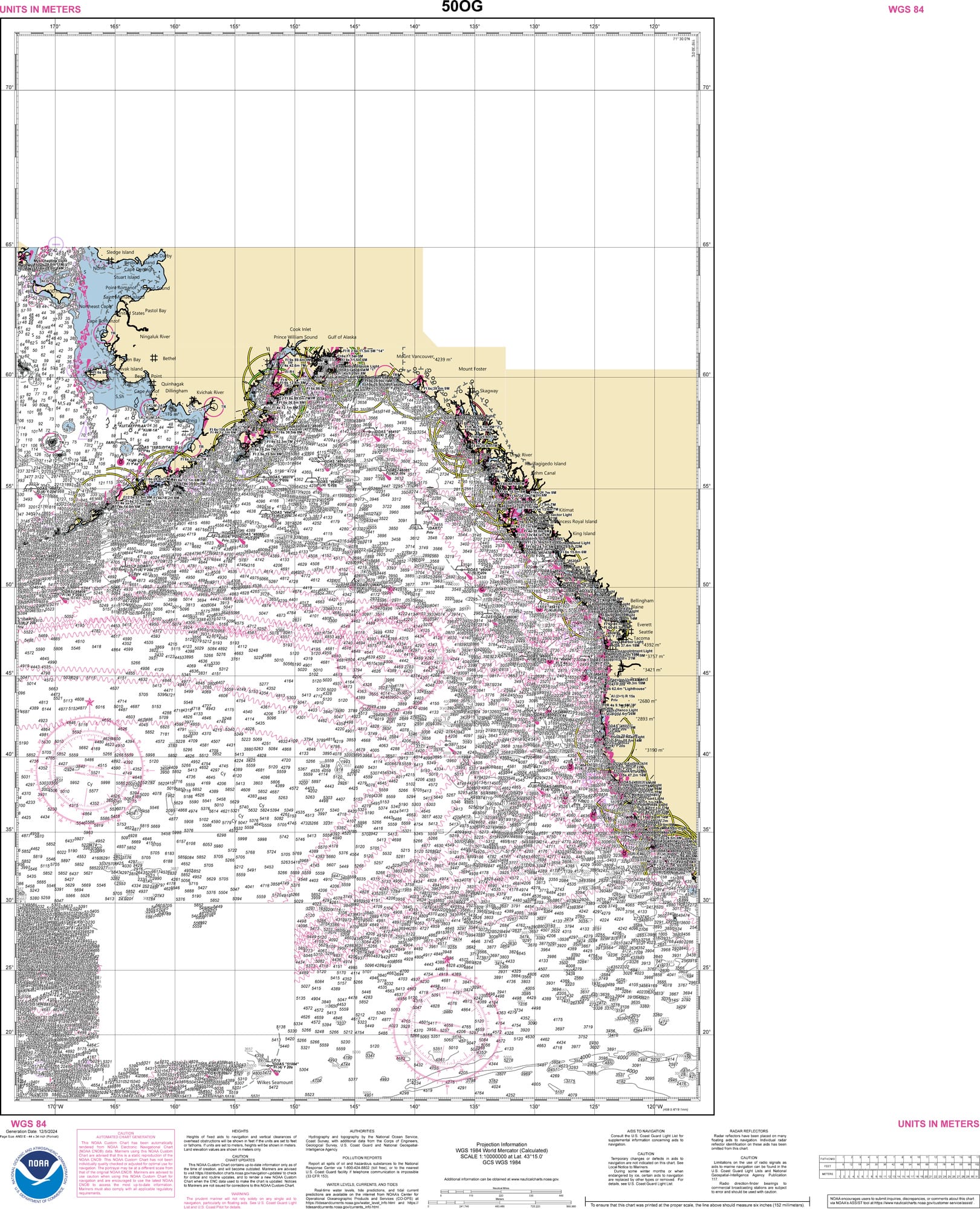 NOAA Nautical Chart 50: North Pacific Ocean (eastern part) Bering Sea Continuation