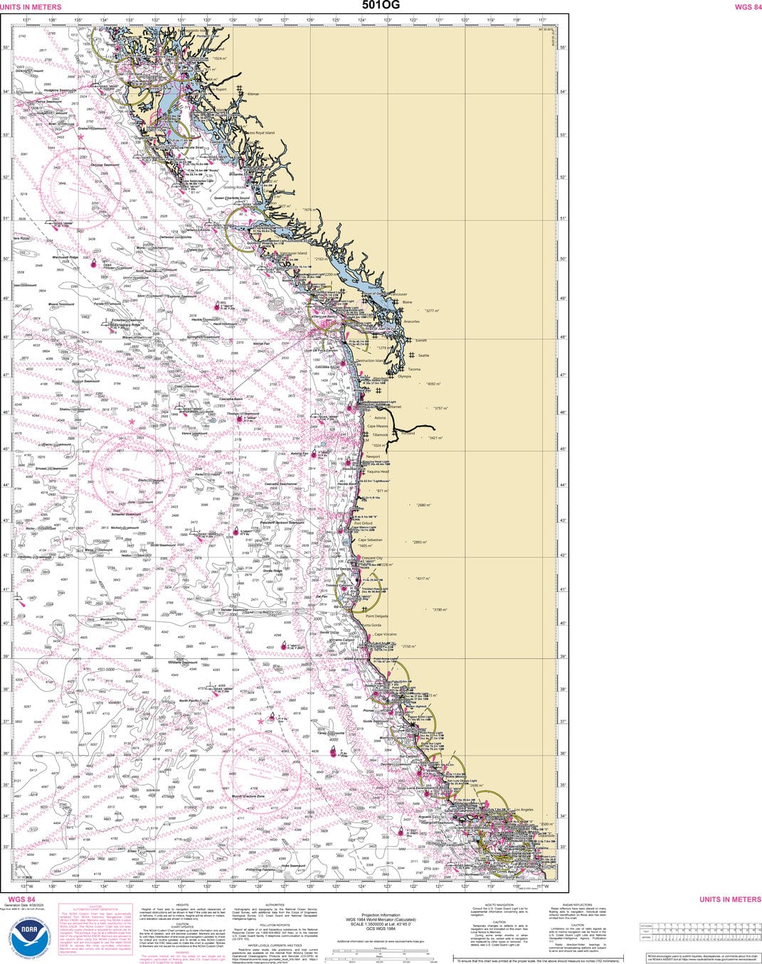 NOAA Nautical Chart 501: North Pacific Ocean West Coast Of North America Mexican Border To Dixon Entrance