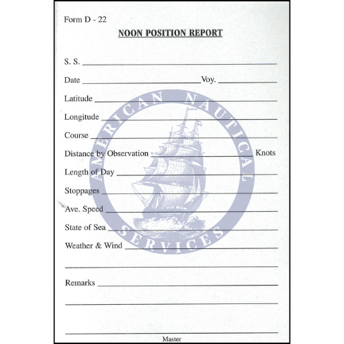 Noon Position Report Form - Amnautical