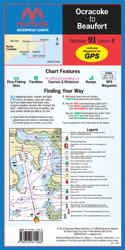 Ocracoke to Beaufort, NC Waterproof Chart, 3rd Edition